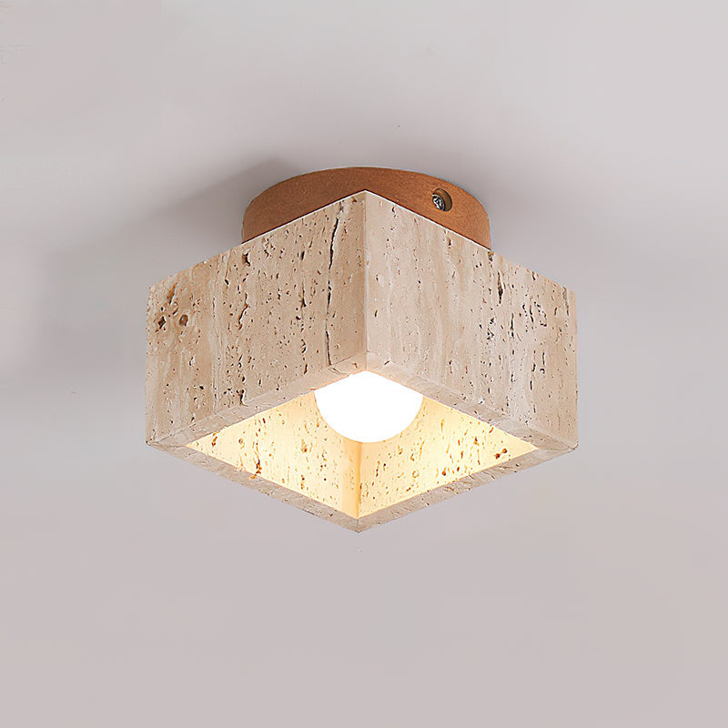 Ritta Sqaure&Round Ceiling Light Black& Yellow Travertine - Neutralighting