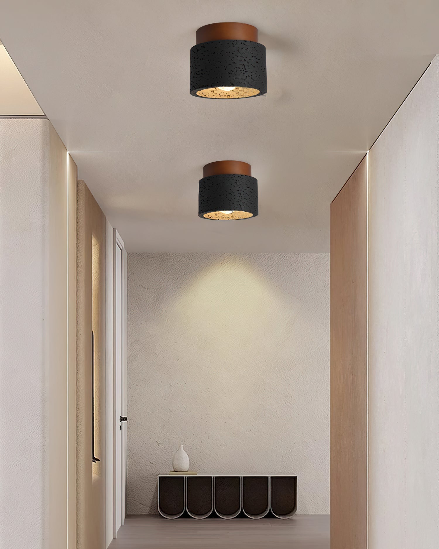 Ritta Sqaure&Round Ceiling Light Black& Yellow Travertine - Neutralighting