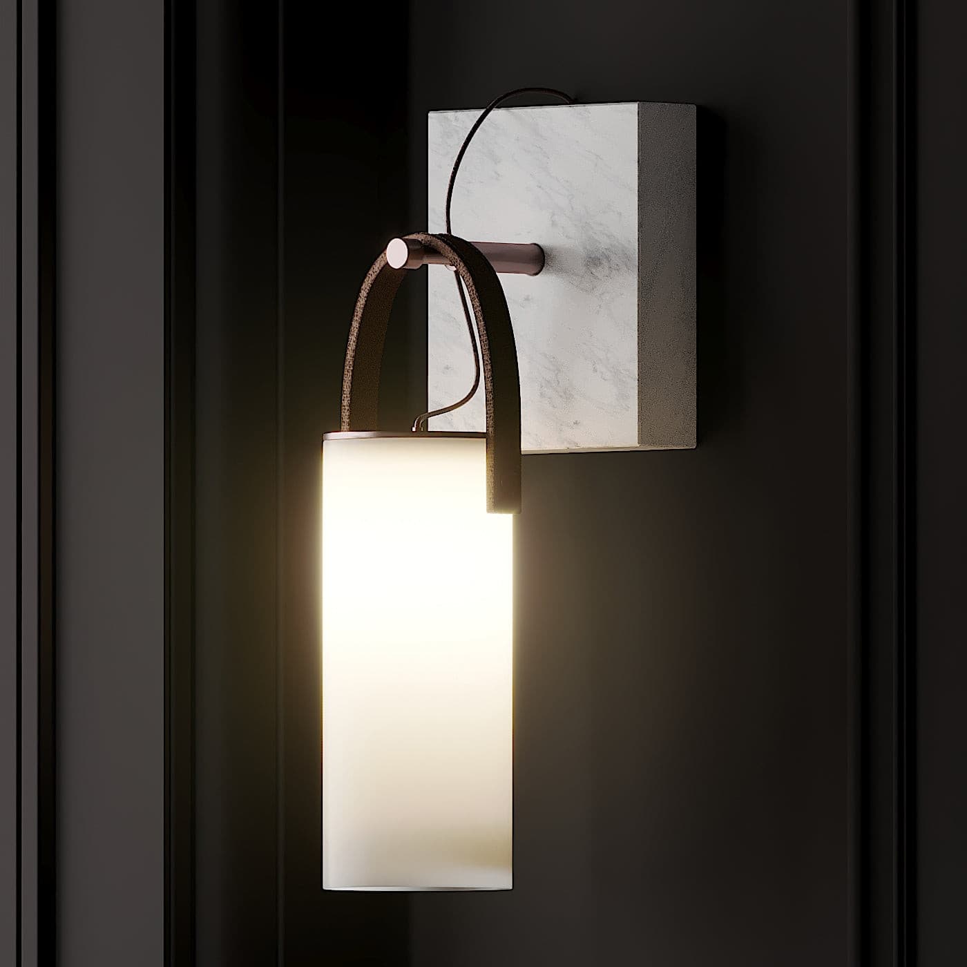 Galerie Wall Lamp Fontana Glass Leather Marble - Neutralighting