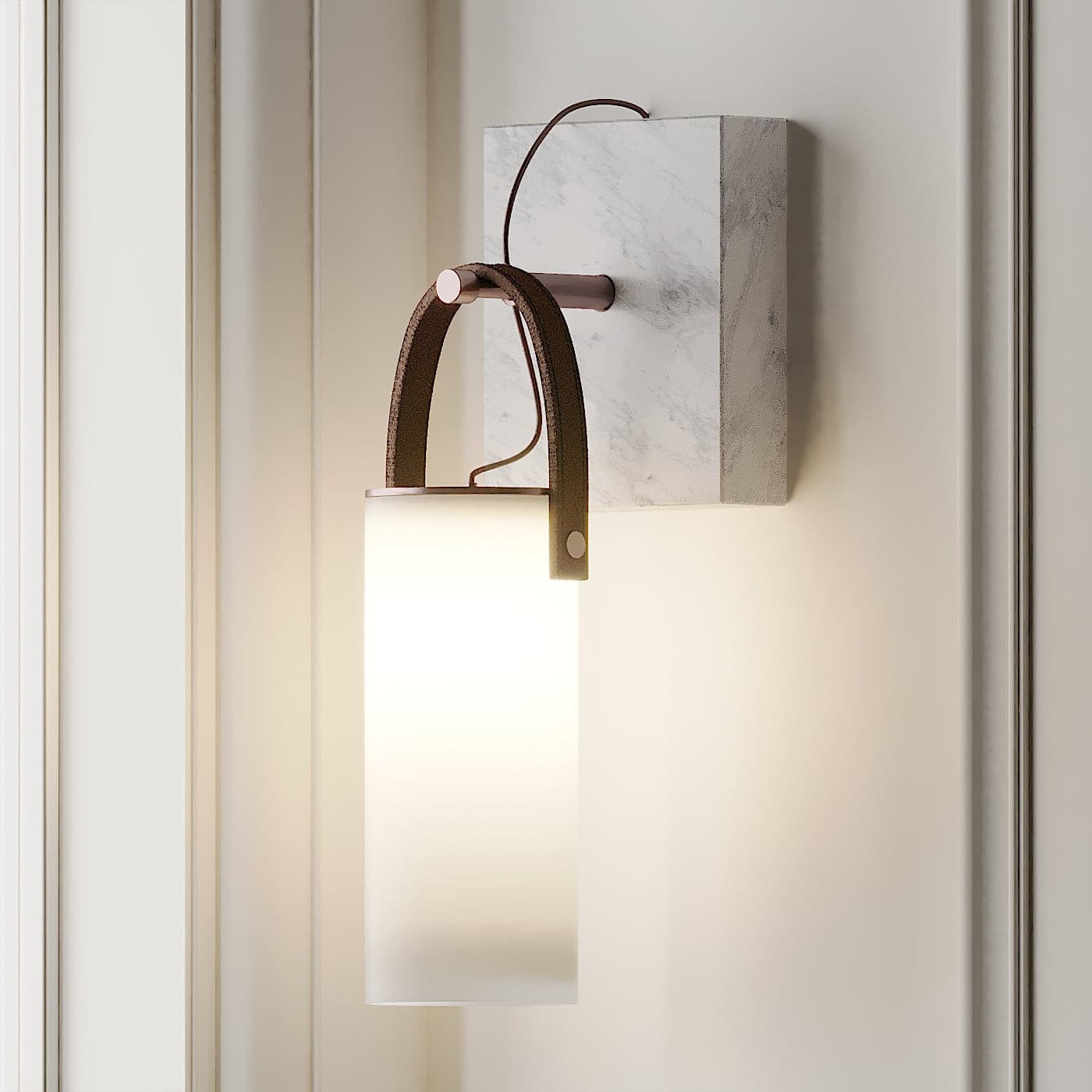 Galerie Wall Lamp Fontana Glass Leather Marble - Neutralighting