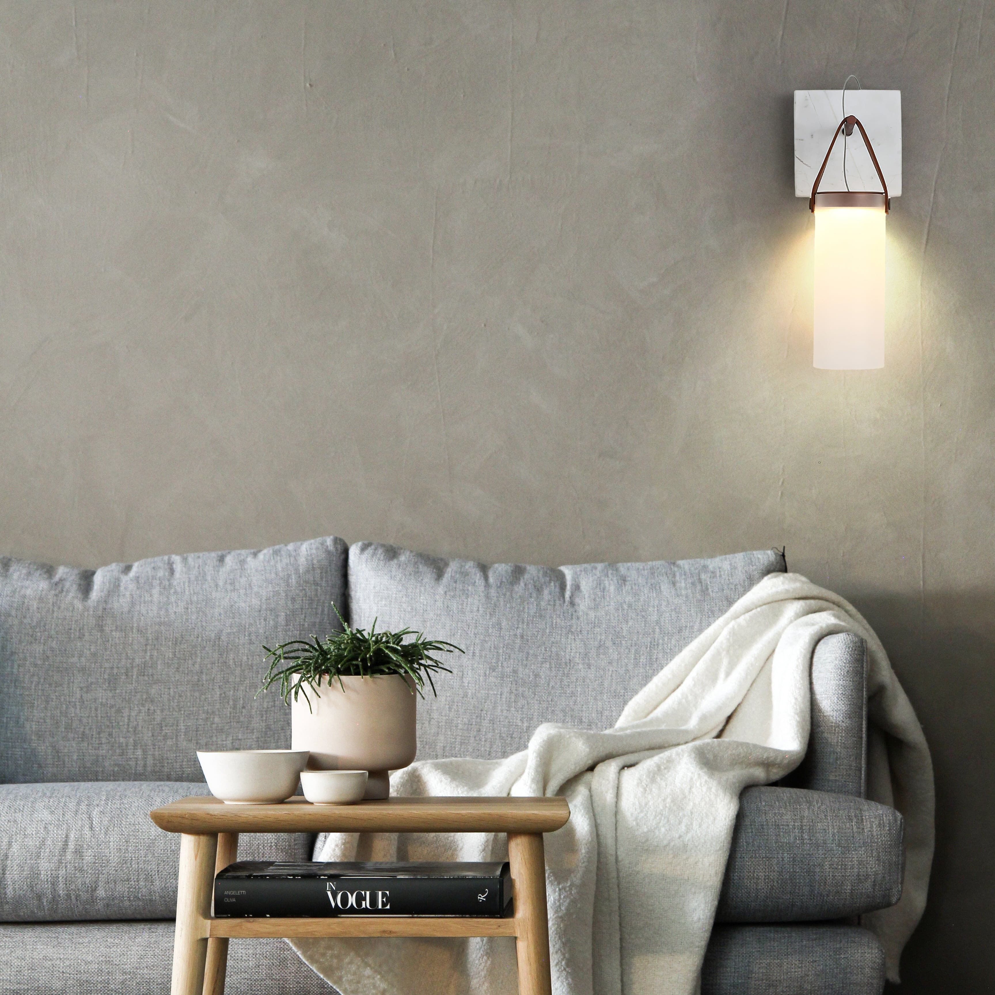 Galerie Wall Lamp Fontana Glass Leather Marble - Neutralighting