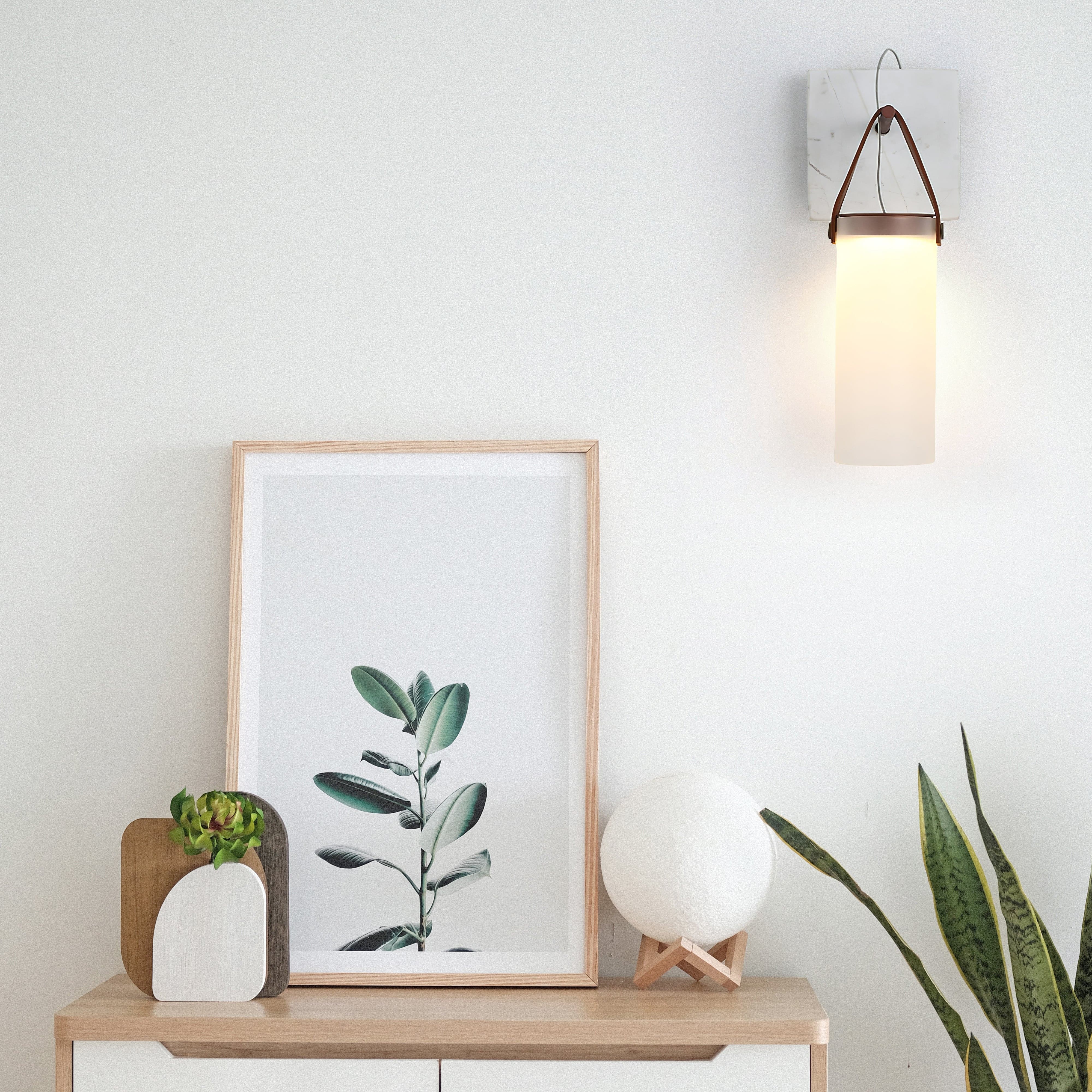 Galerie Wall Lamp Fontana Glass Leather Marble - Neutralighting
