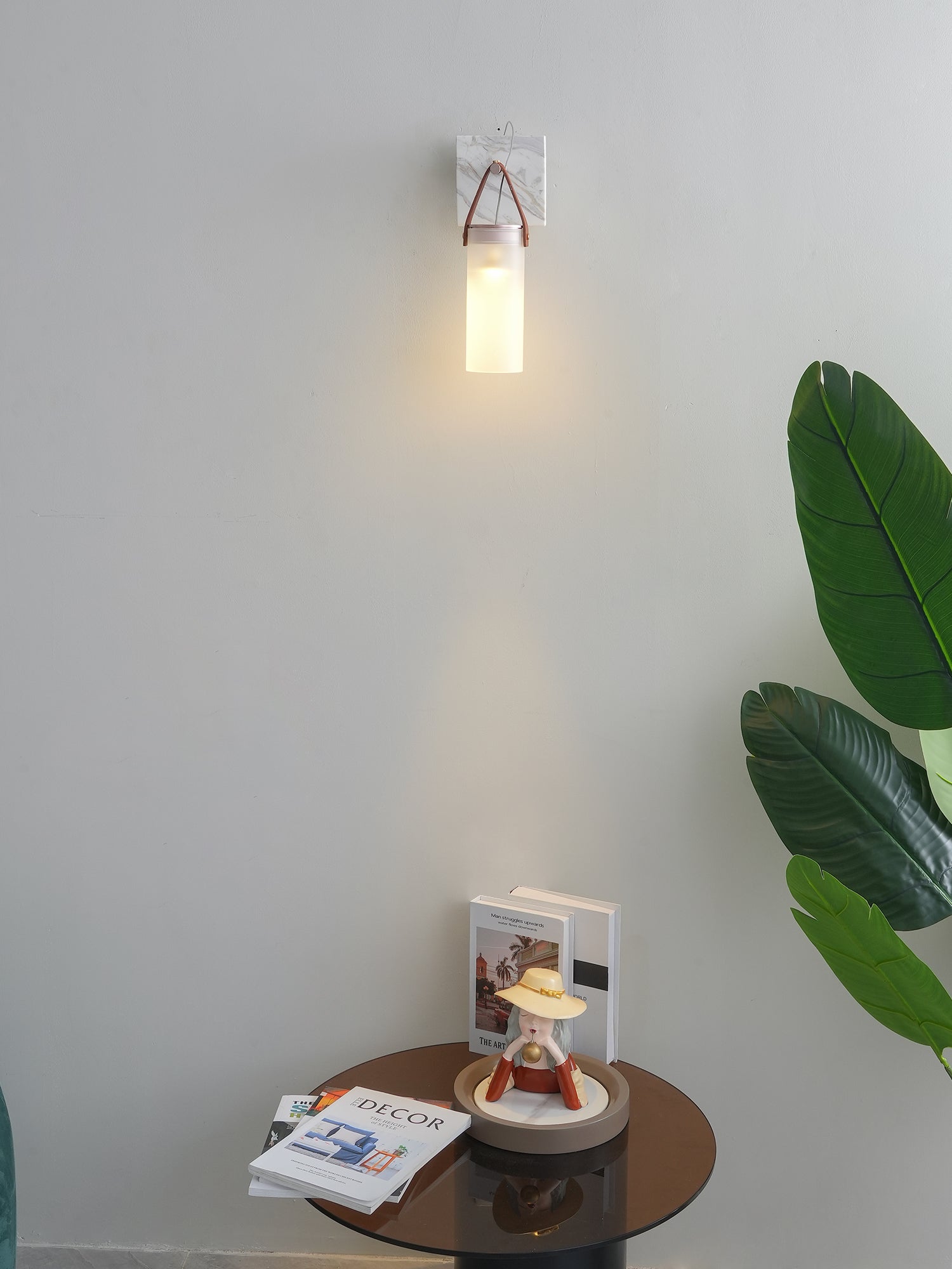Galerie Wall Lamp Fontana Glass Leather Marble - Neutralighting