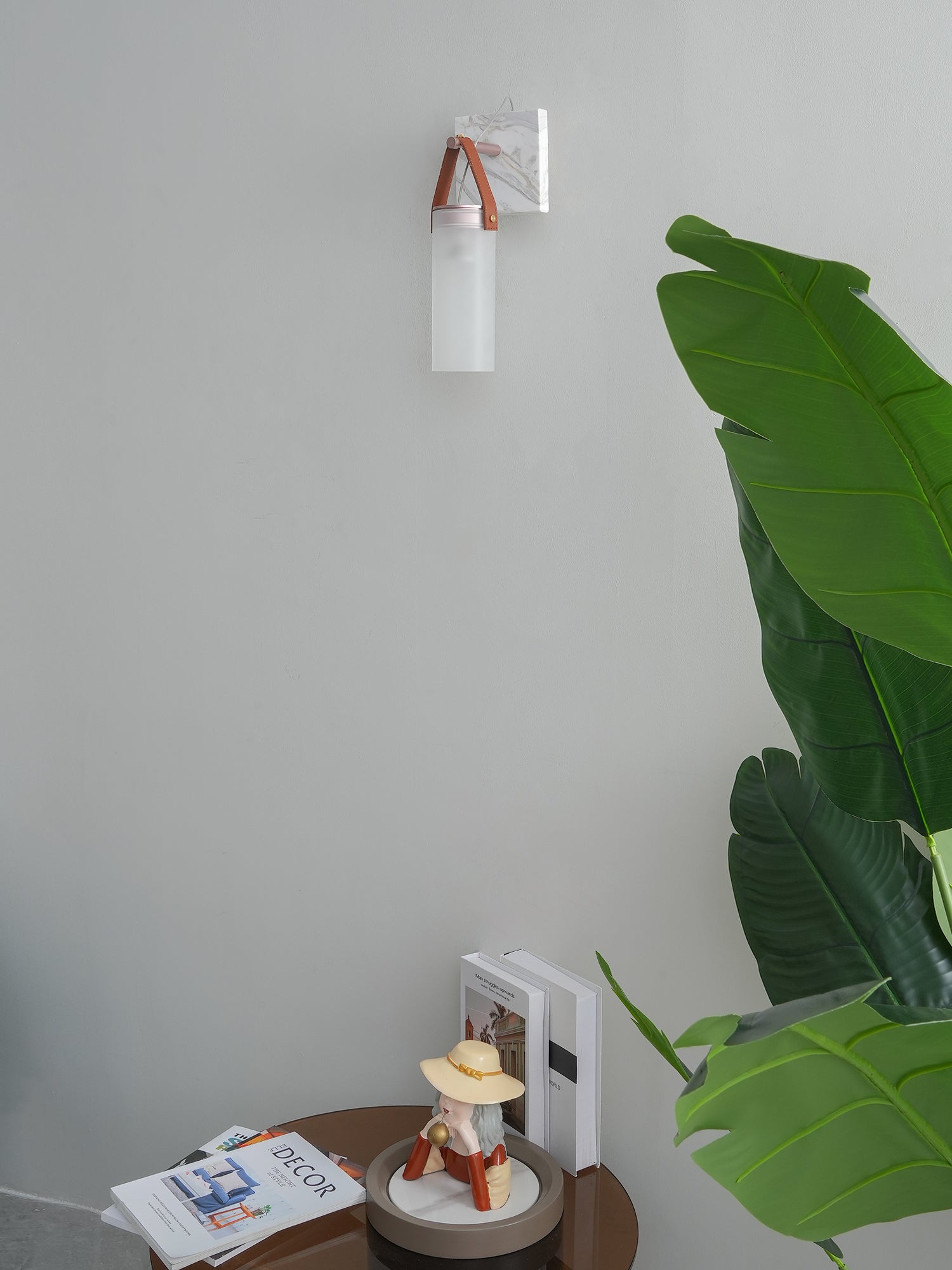Galerie Wall Lamp Fontana Glass Leather Marble - Neutralighting