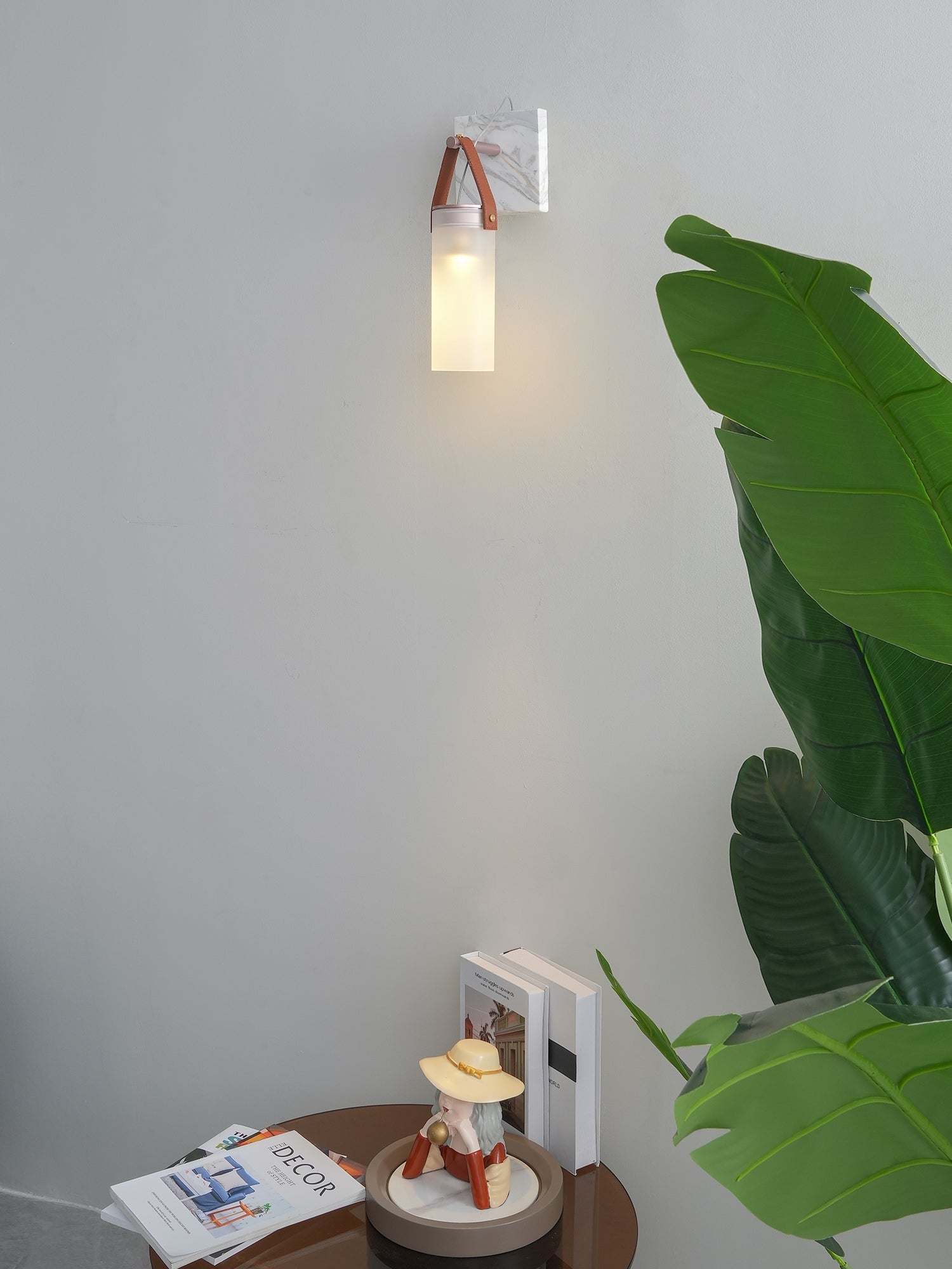 Galerie Wall Lamp Fontana Glass Leather Marble - Neutralighting