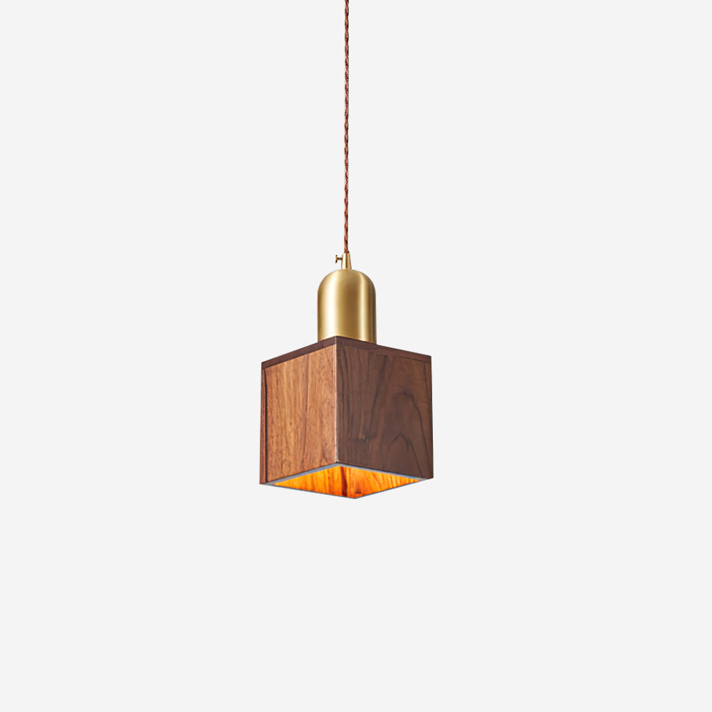 Wood Pendant Lamp Assorted Shapes in Solid Wood and Brass - Neutralighting