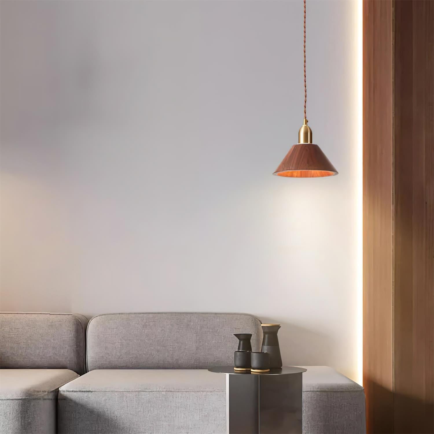 Wood Pendant Lamp Assorted Shapes in Solid Wood and Brass - Neutralighting