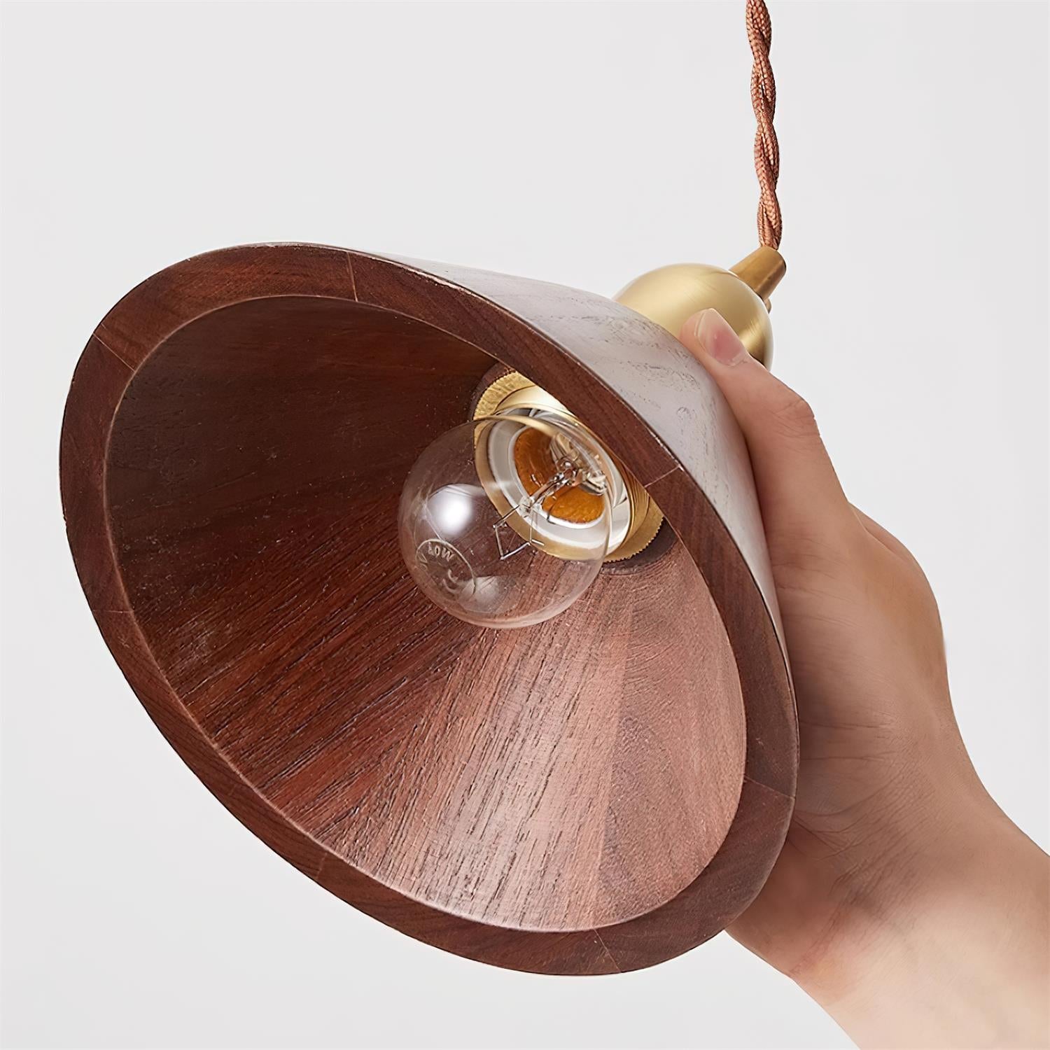 Wood Pendant Lamp Assorted Shapes in Solid Wood and Brass - Neutralighting