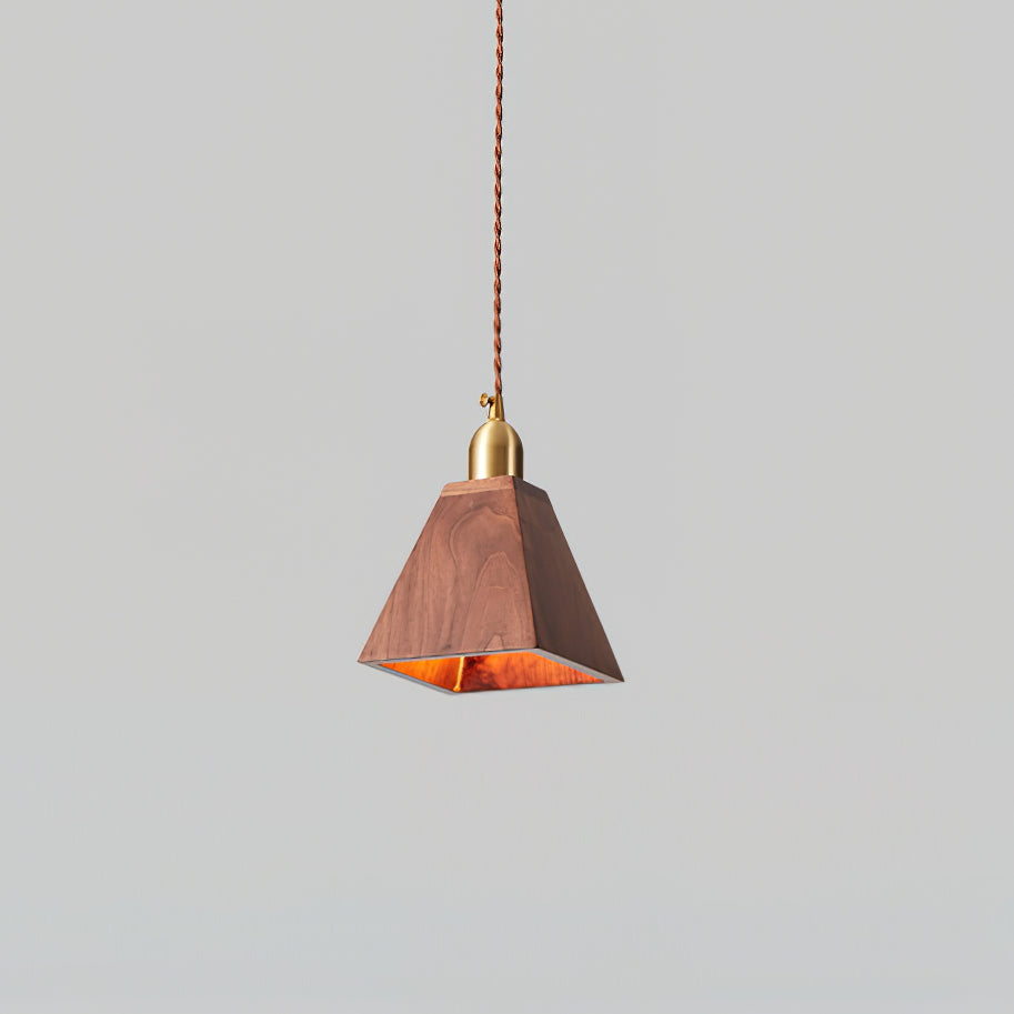 Wood Pendant Lamp Assorted Shapes in Solid Wood and Brass - Neutralighting