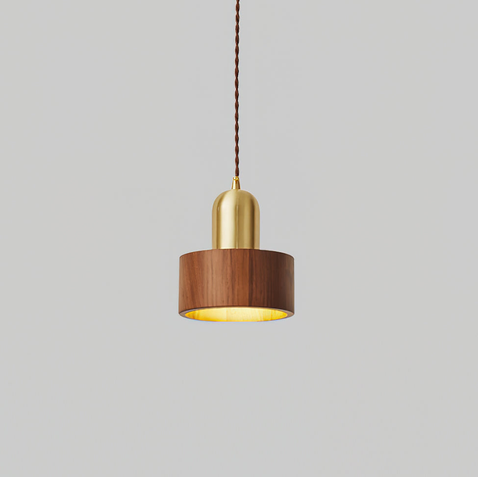 Wood Pendant Lamp Assorted Shapes in Solid Wood and Brass - Neutralighting