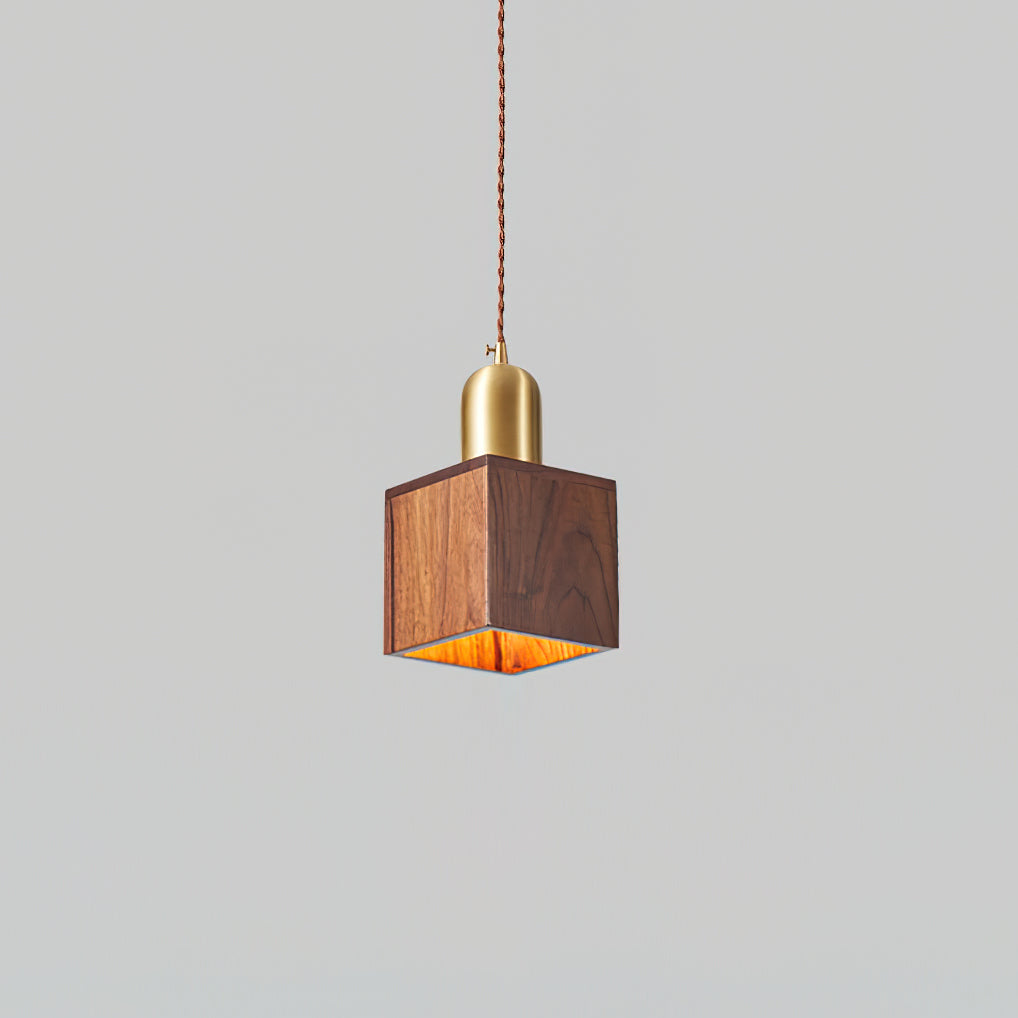 Wood Pendant Lamp Assorted Shapes in Solid Wood and Brass - Neutralighting