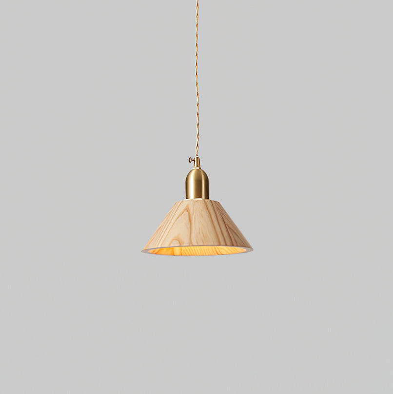 Wood Pendant Lamp Assorted Shapes in Solid Wood and Brass - Neutralighting