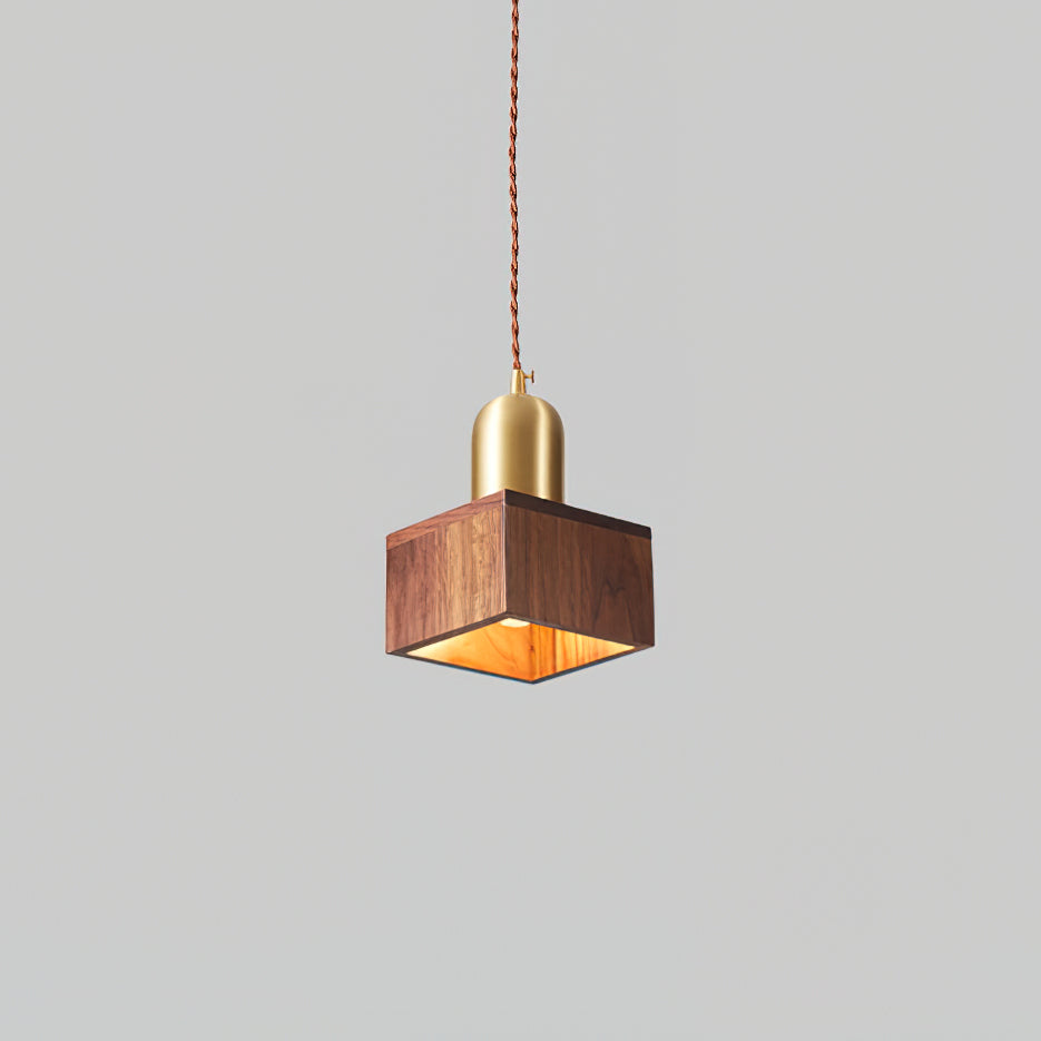 Wood Pendant Lamp Assorted Shapes in Solid Wood and Brass - Neutralighting