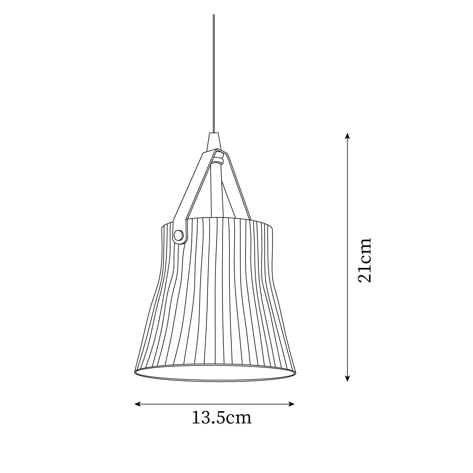 Pendant Lamp Ceramic Ribbed Shade Brass Leather Strap Modern - Neutralighting