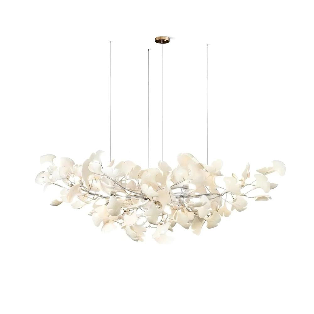 Chandelier White Ceramic Ginkgo Petals Gold - Neutralighting