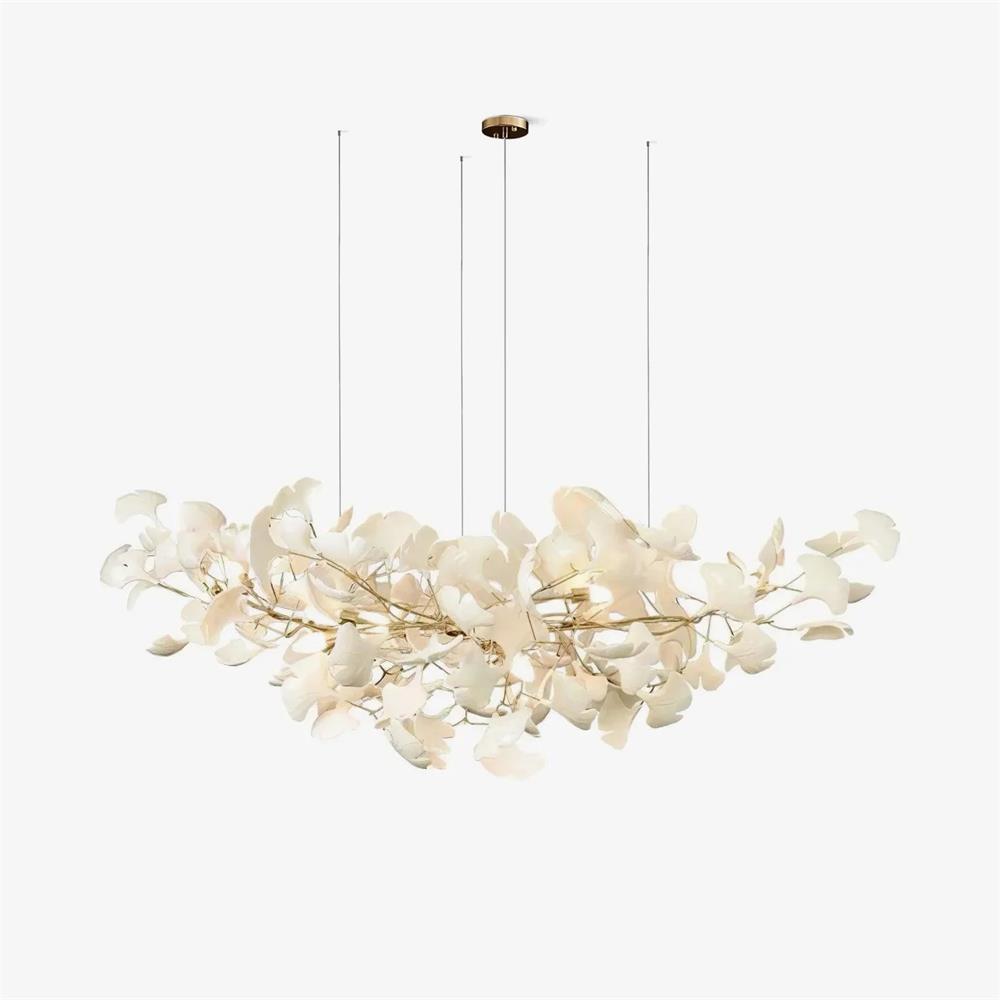 Chandelier White Ceramic Ginkgo Petals Gold - Neutralighting