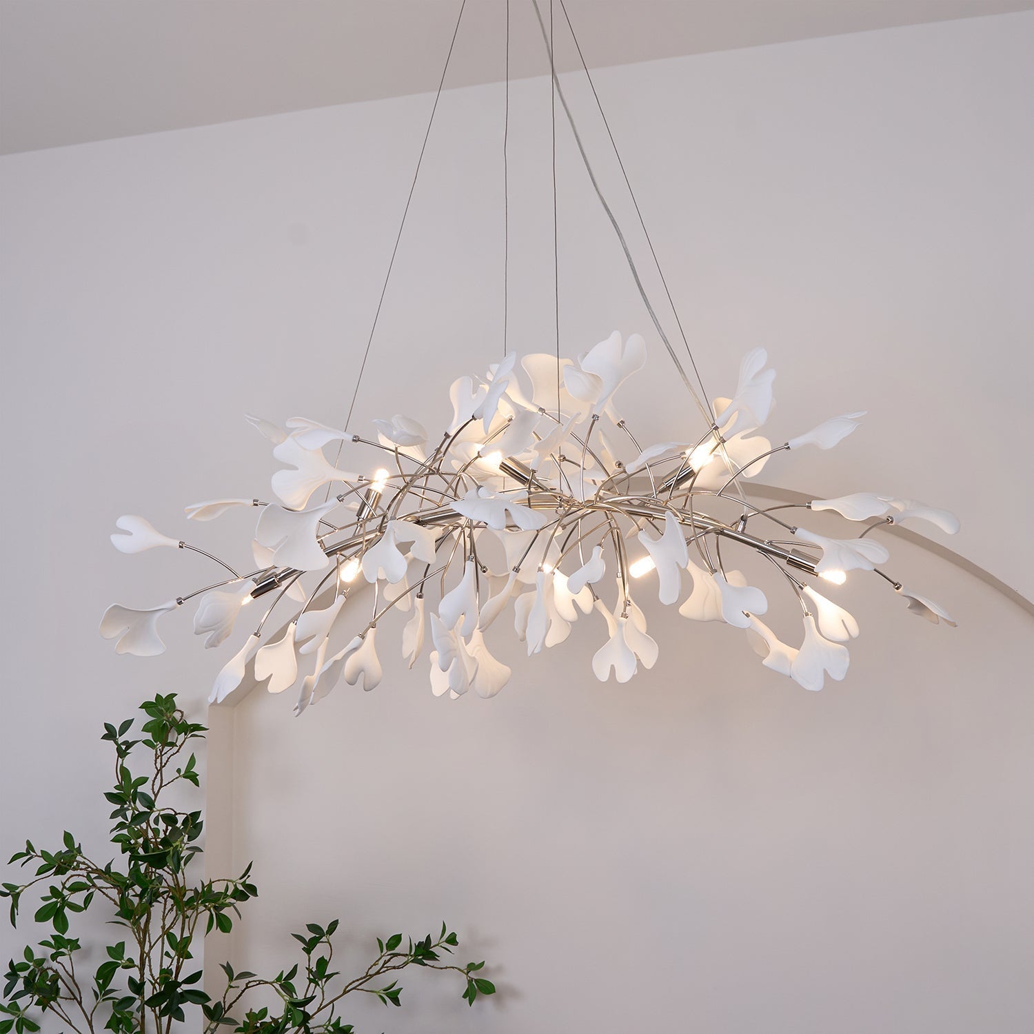 Arux Gingko Chandelier Art Deco Bent Downwards - Neutralighting
