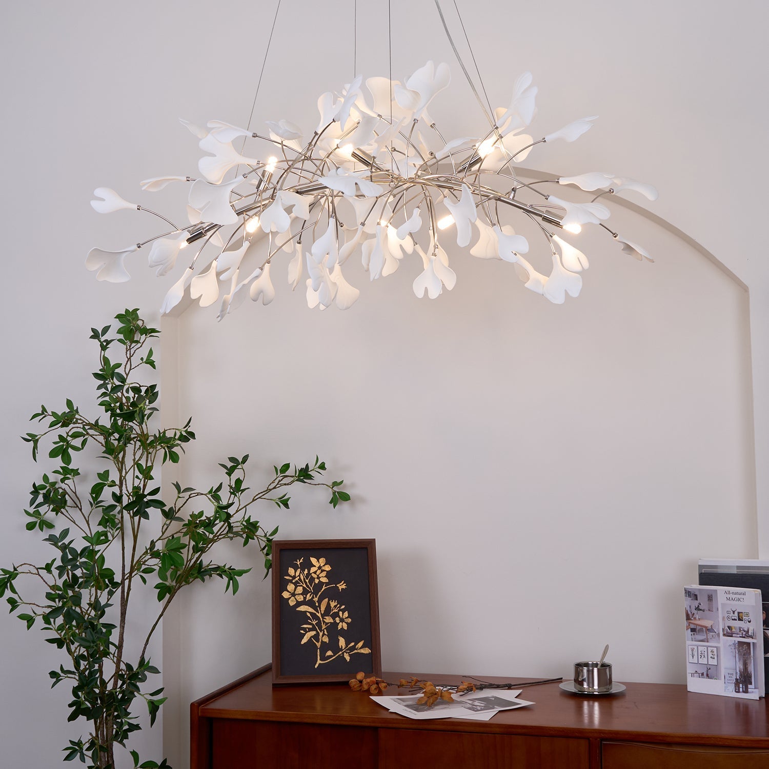 Arux Gingko Chandelier Art Deco Bent Downwards - Neutralighting