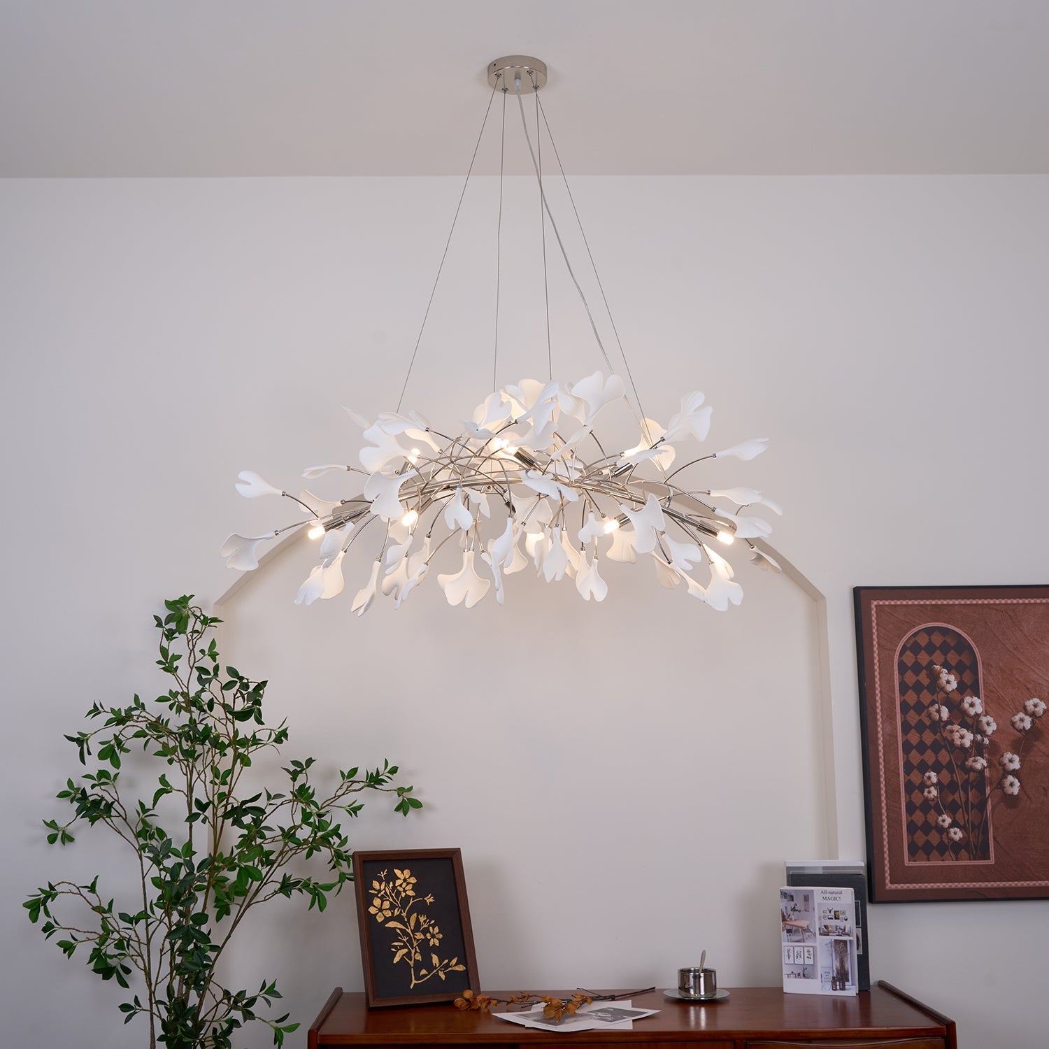 Arux Gingko Chandelier Art Deco Bent Downwards - Neutralighting