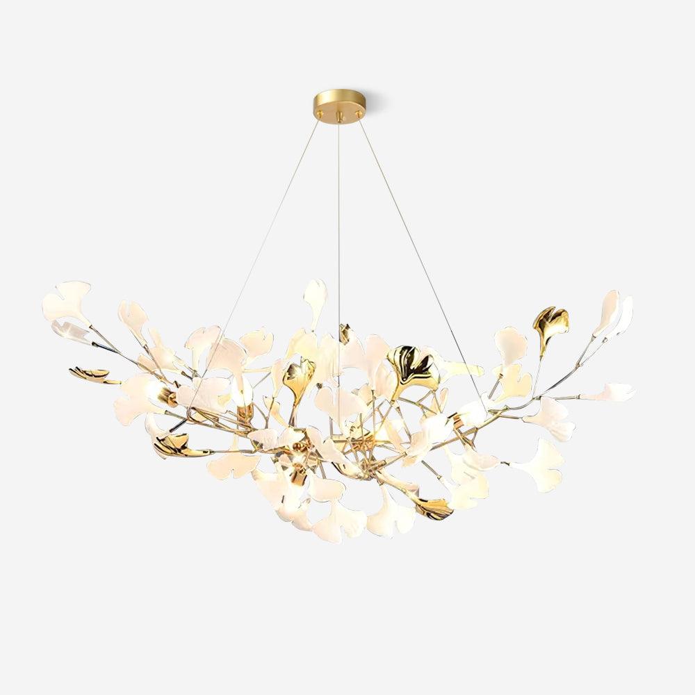 Chandelier White Ceramic Ginkgo Petals Gold - Neutralighting
