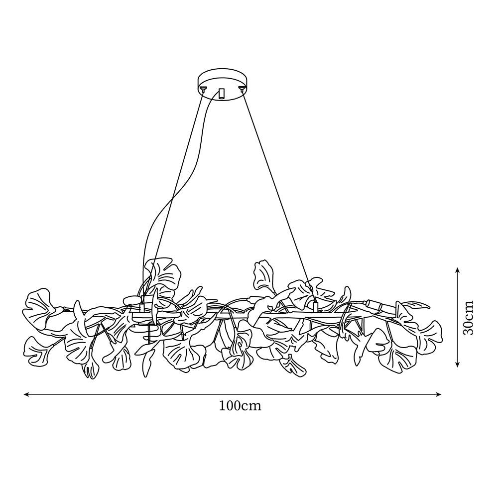 Chandelier Metal Frame Ceramic Gingko White Gold Shade Modern Art - Neutralighting