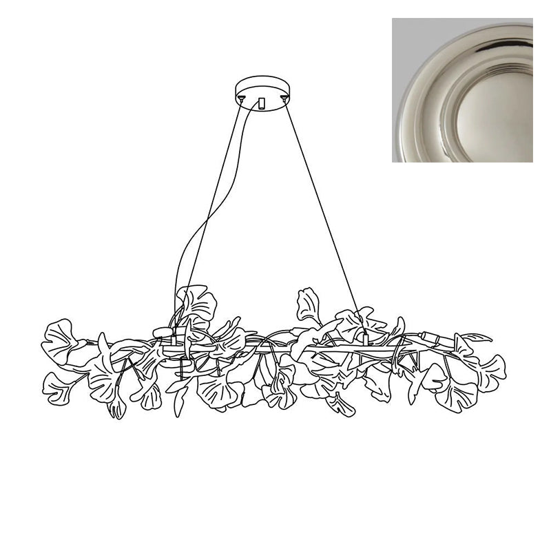 Chandelier Metal Frame Ceramic Gingko White Gold Shade Modern Art - Neutralighting