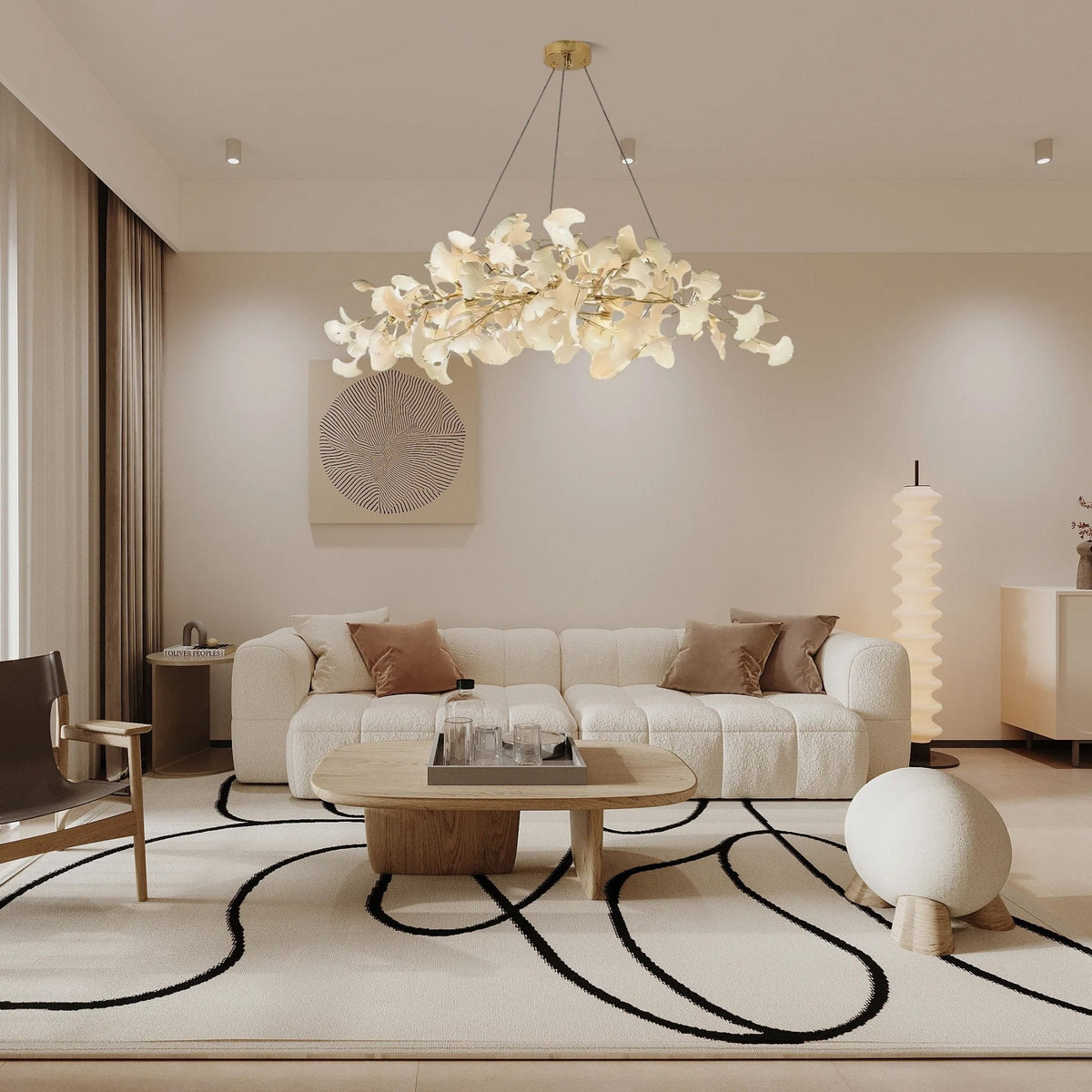 Chandeliers Gold Nickel Ceramics Gingko Flower Living Room | Neutralighting