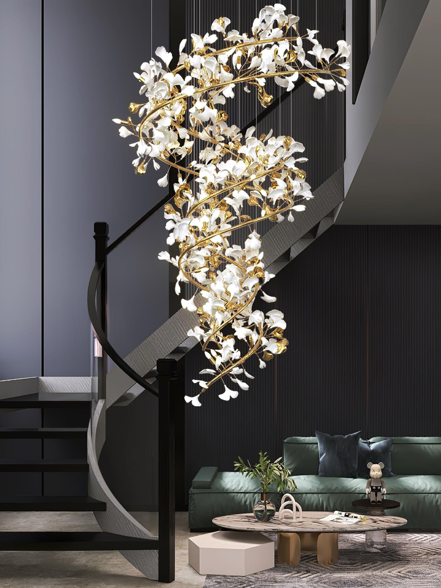 Eloria Cascading Floral Spiral Chandelier - Neutralighting