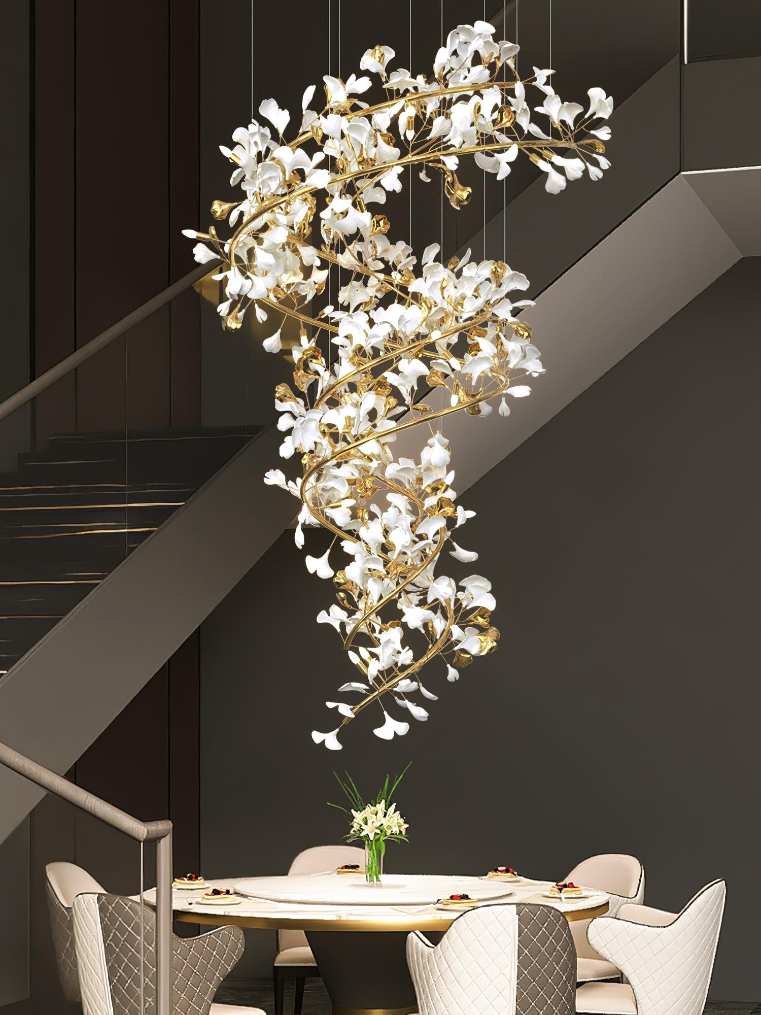 Eloria Cascading Floral Spiral Chandelier - Neutralighting