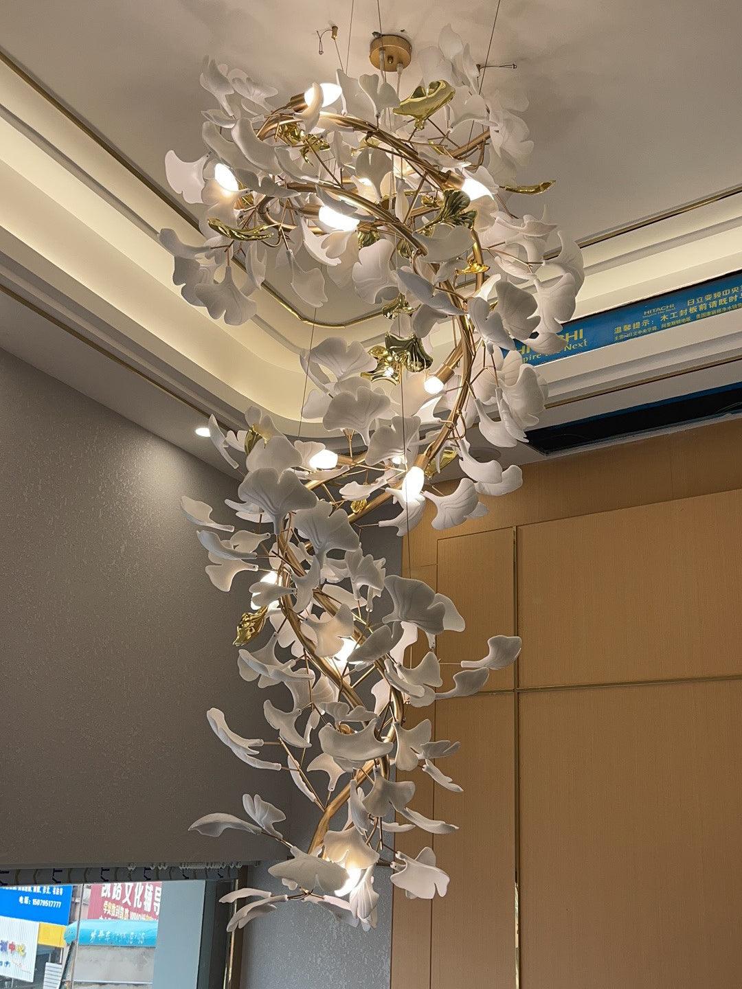 Eloria Cascading Floral Spiral Chandelier - Neutralighting