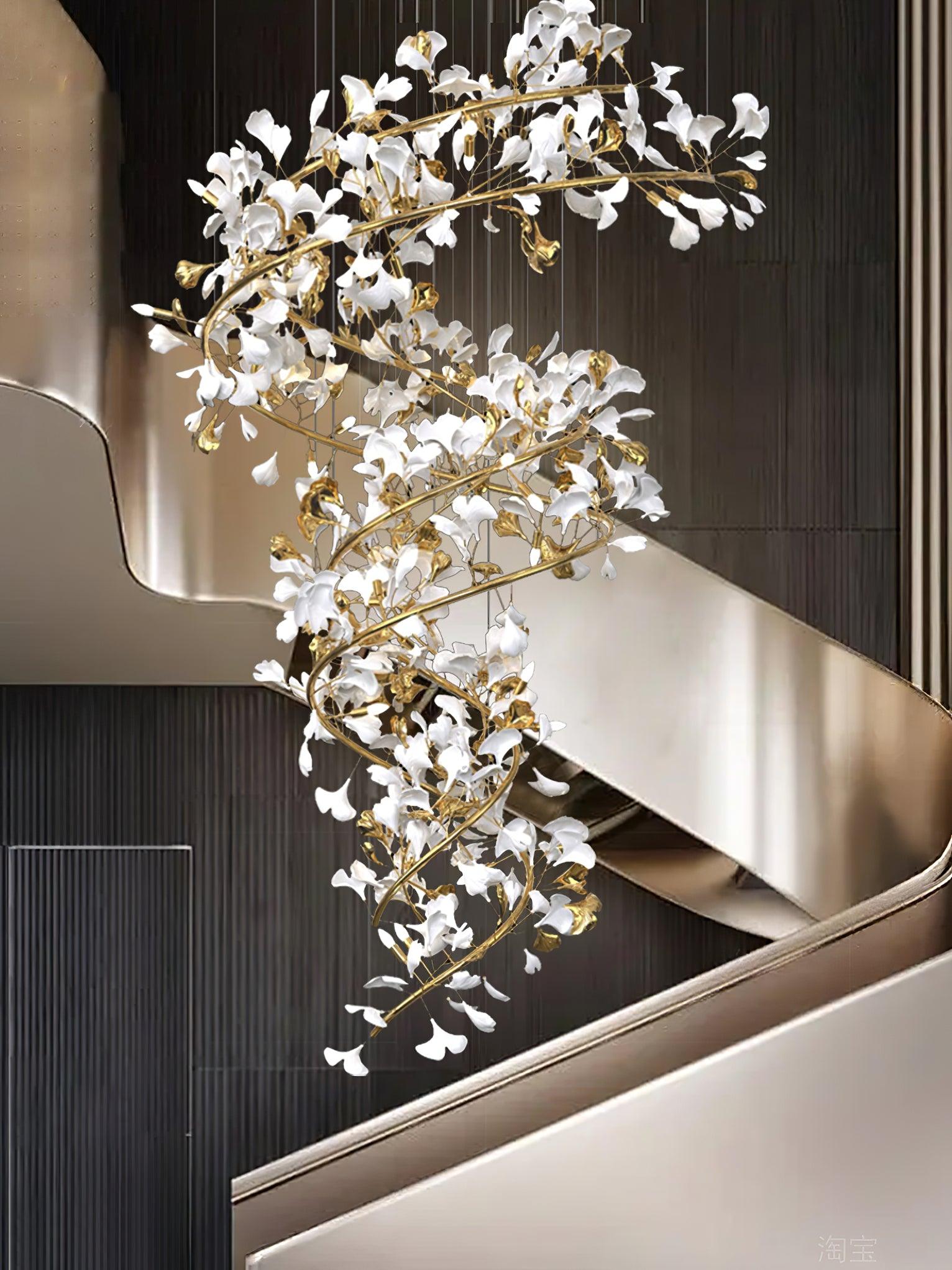 Eloria Cascading Floral Spiral Chandelier - Neutralighting