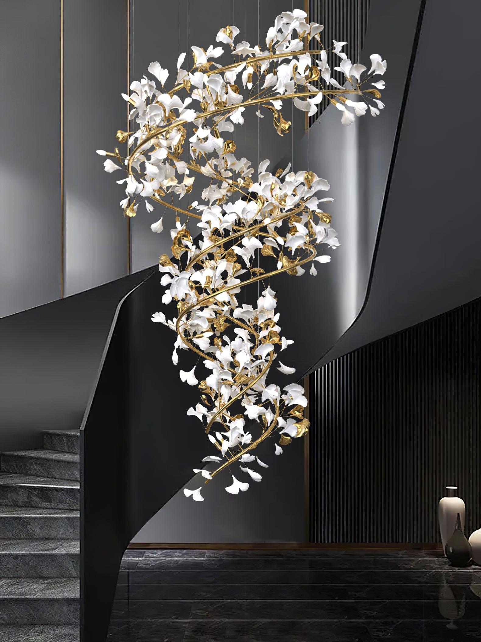 Eloria Cascading Floral Spiral Chandelier - Neutralighting