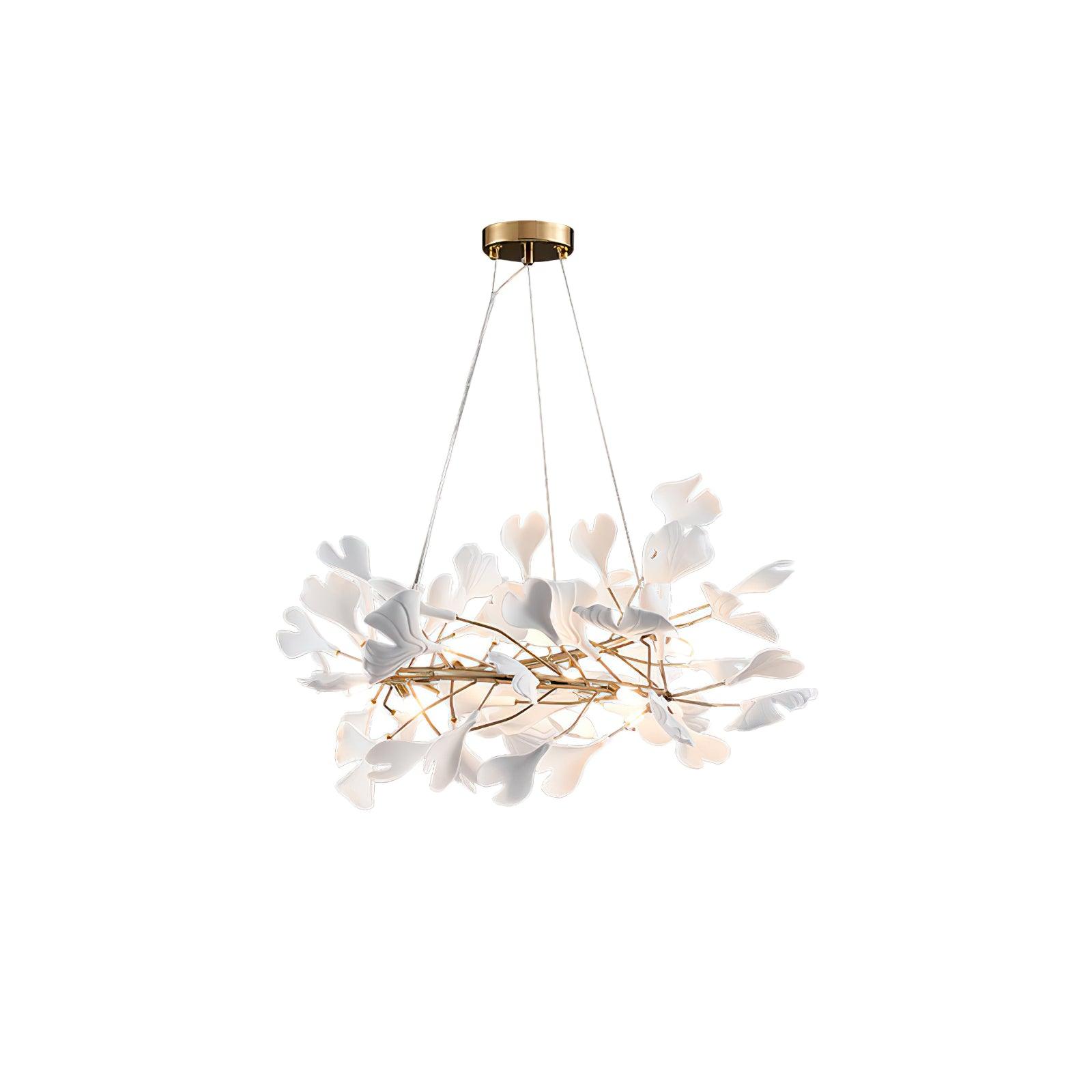 Chandelier White Ceramic Ginkgo Petals U - Neutralighting