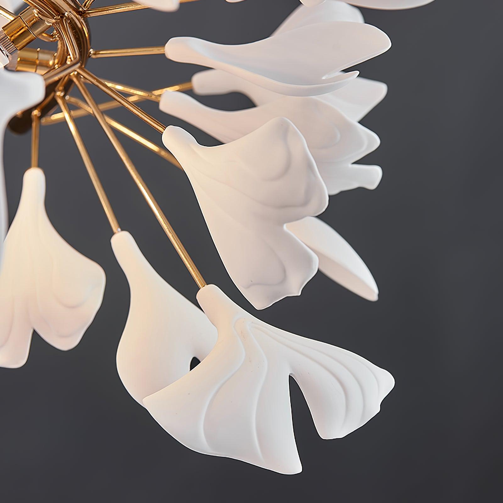 Chandelier White Ceramic Ginkgo Petals U - Neutralighting