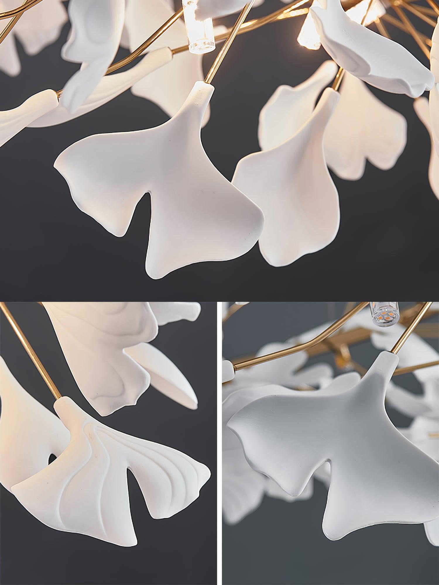 Chandelier White Ceramic Ginkgo Petals U - Neutralighting