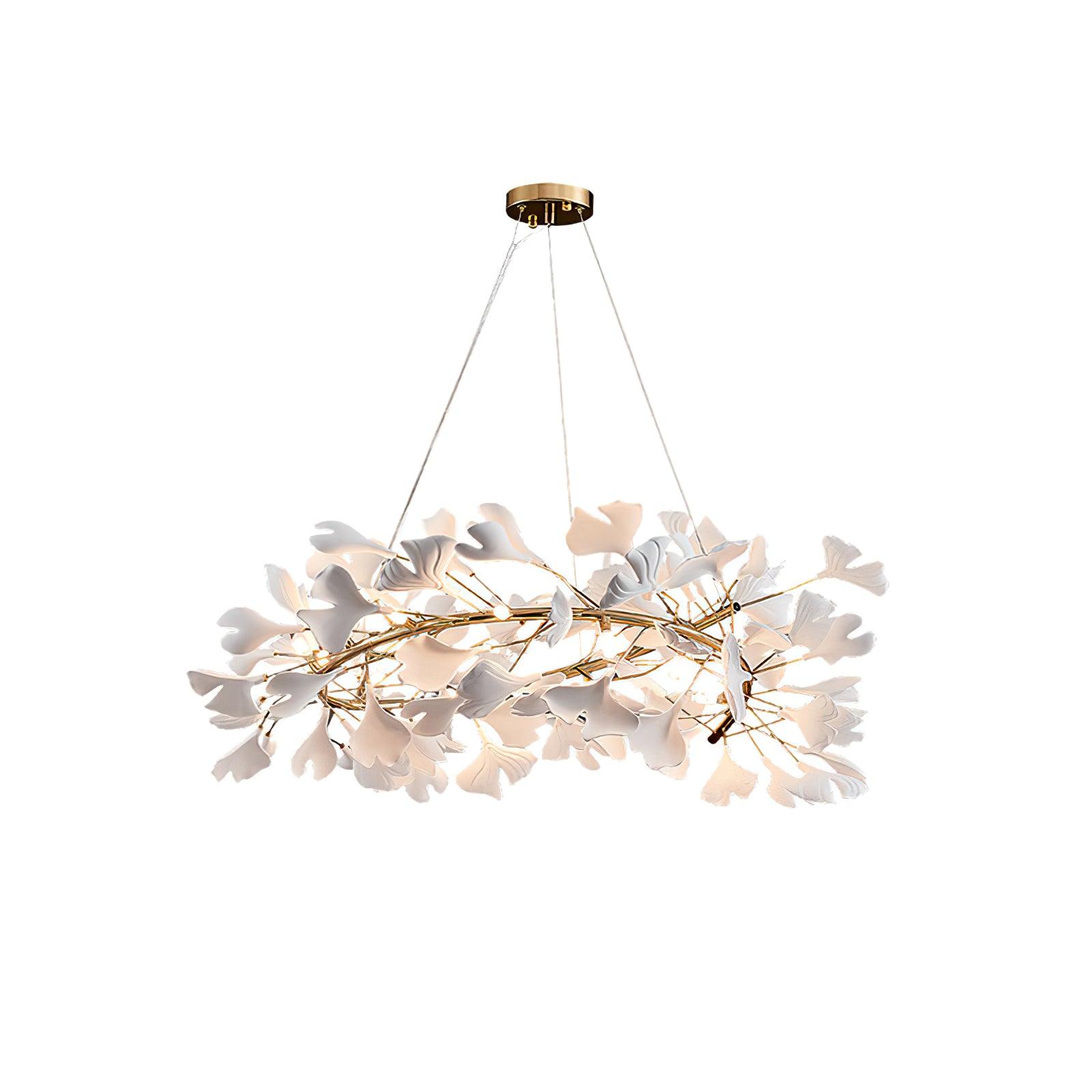 Chandelier White Ceramic Ginkgo Petals U - Neutralighting