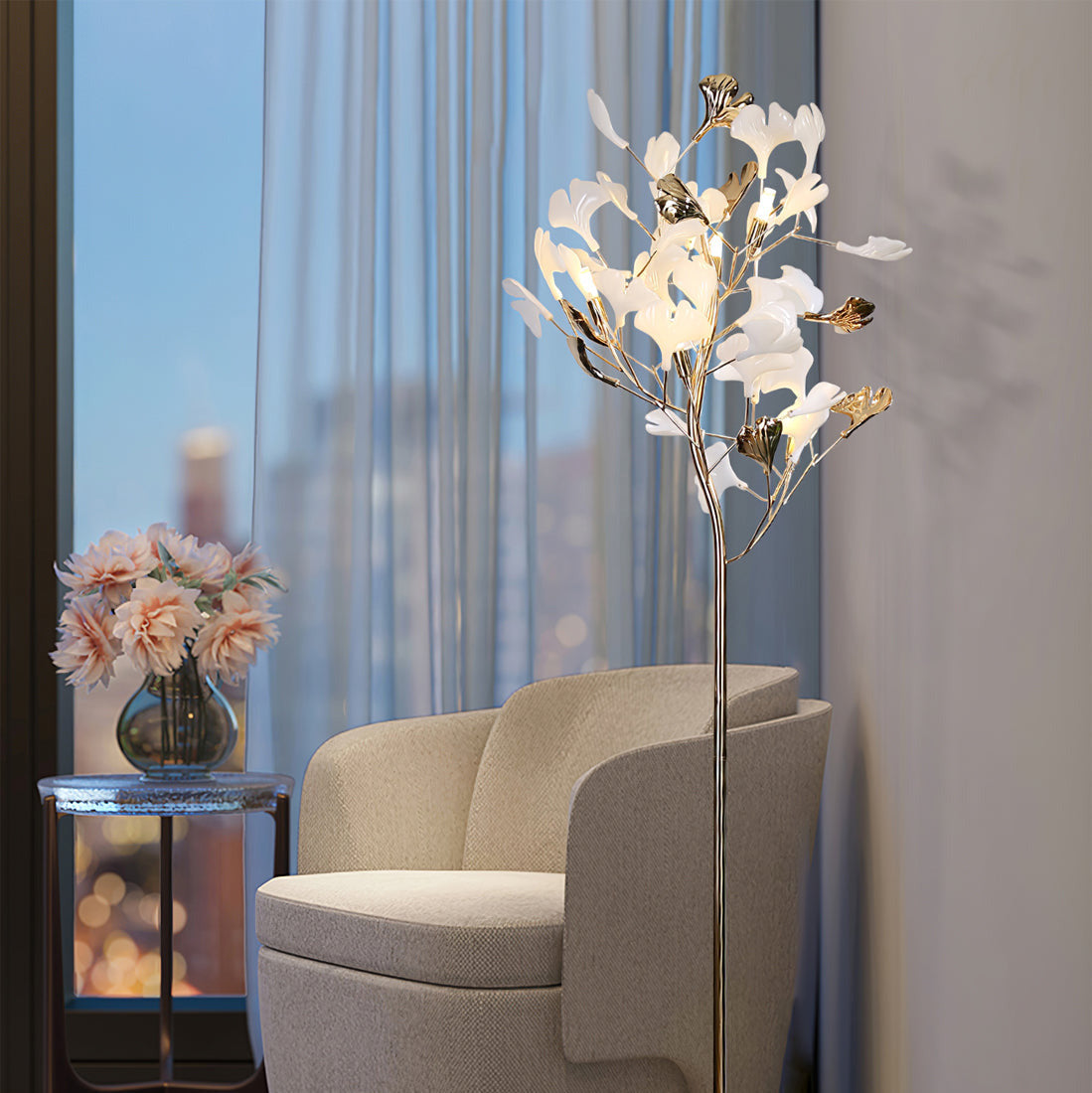 Ella Floor Lamp Gingko Ceramics - Neutralighting