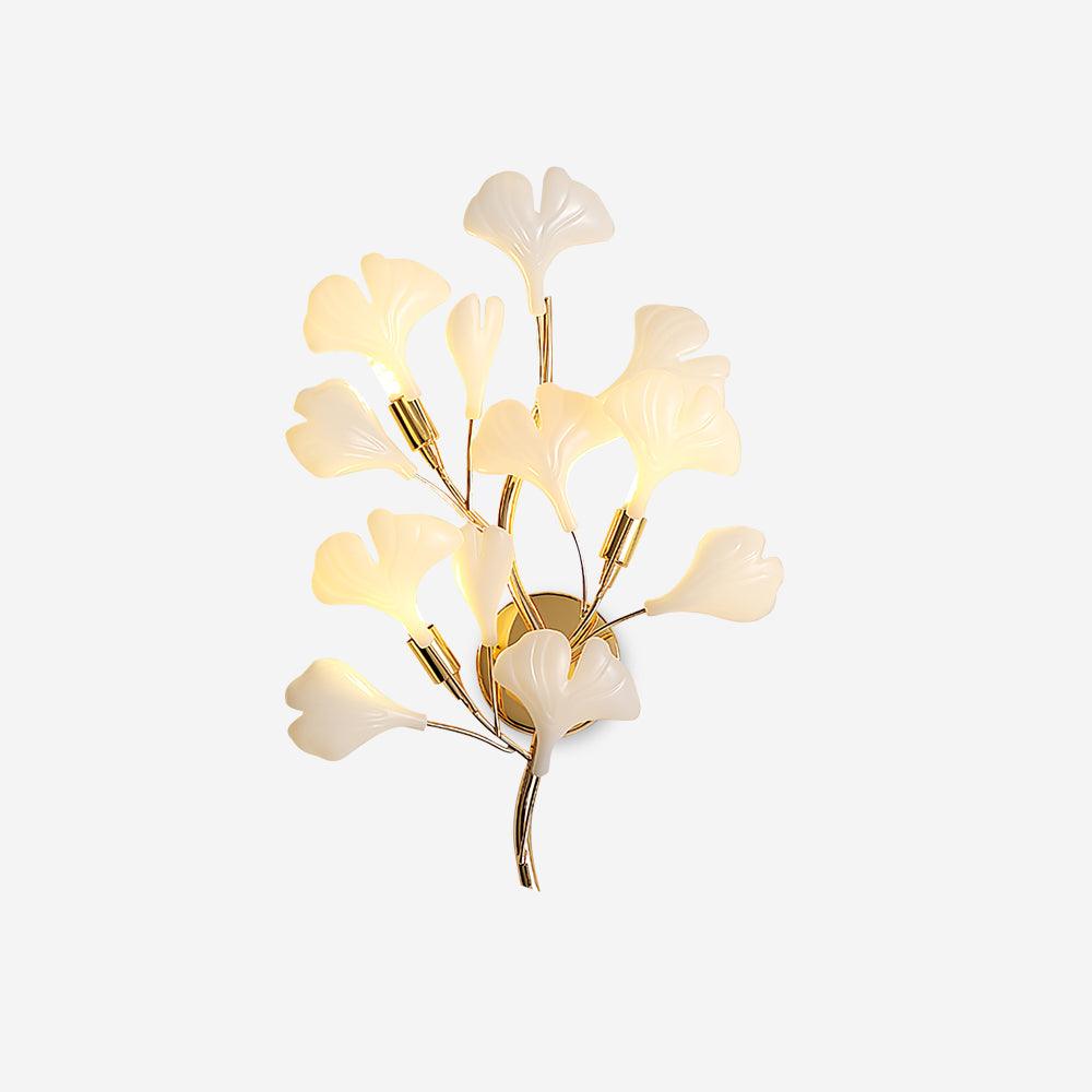 Wall Lamp Gingko Ceramic Petal Shades Gold Art Nouveau - Neutralighting