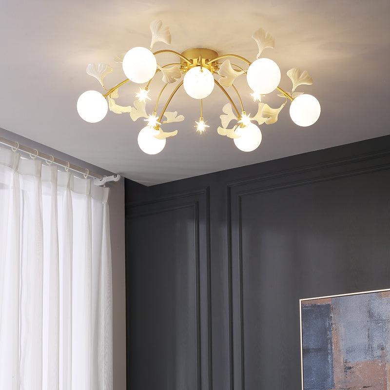 Olivia Nordic Multi Globe Metal/Ceramic Flush Mount Ceiling Light, White/Gold - Neutralighting