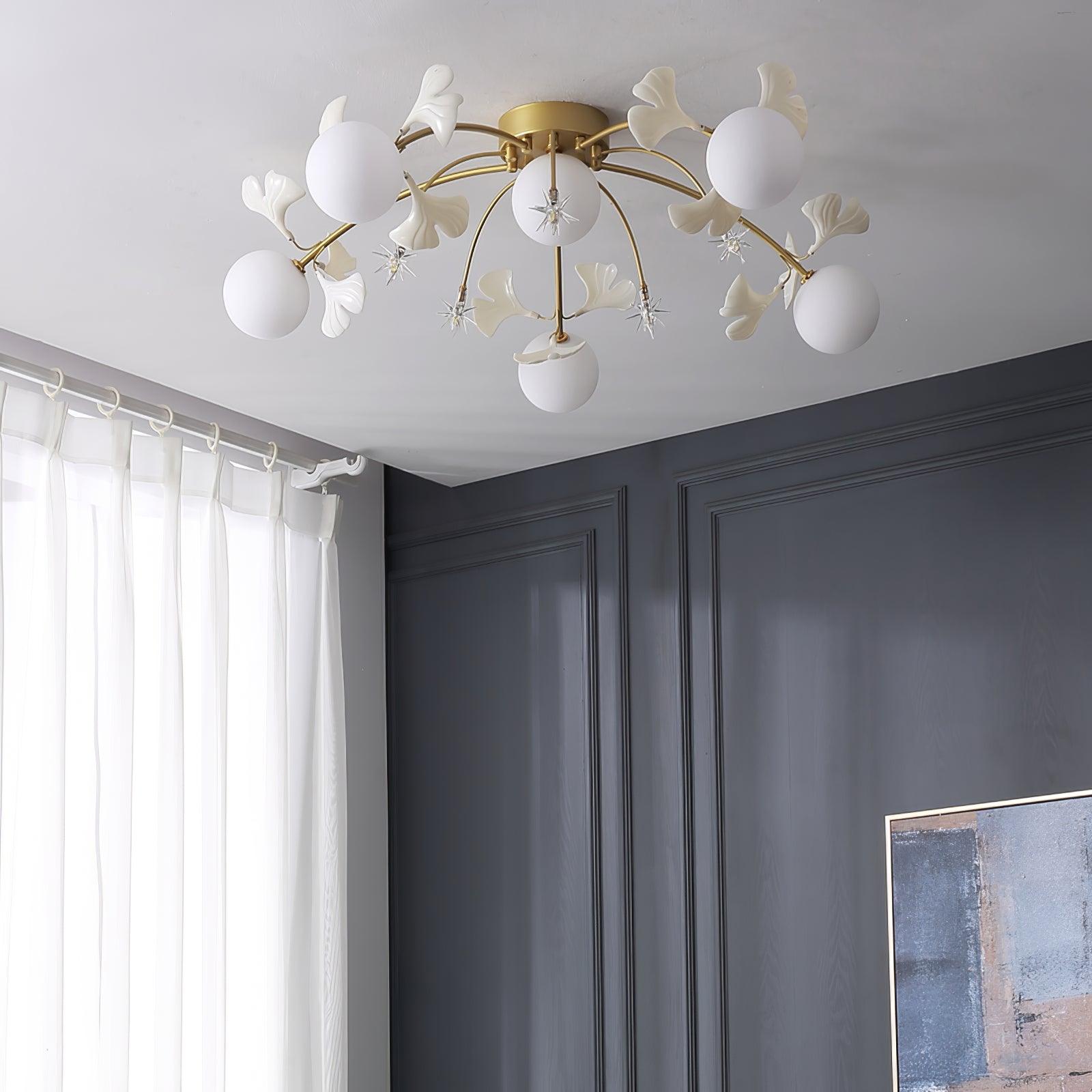 Olivia Nordic Multi Globe Metal/Ceramic Flush Mount Ceiling Light, White/Gold - Neutralighting