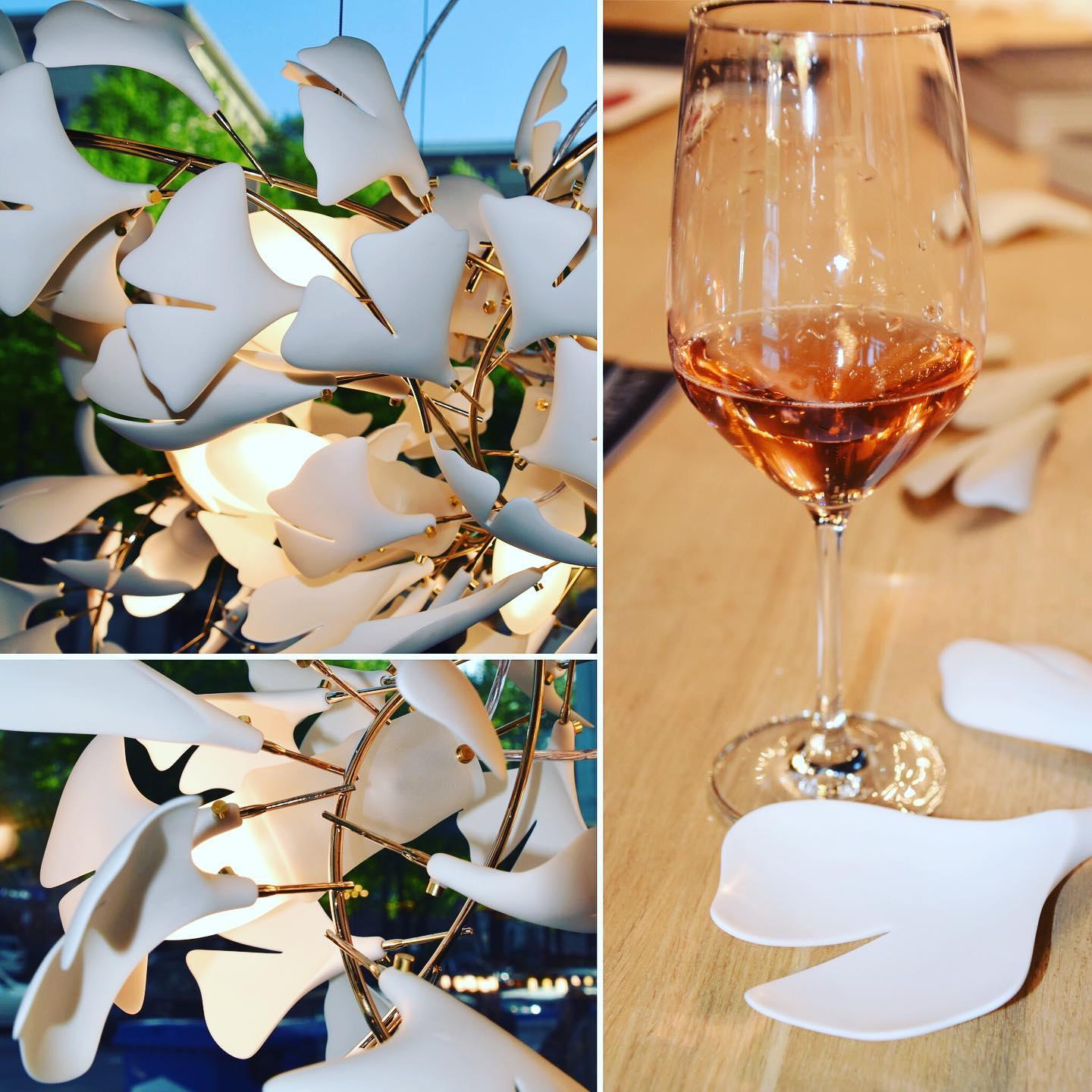 Chandelier Metal Frame Ceramic Gingko Leaf Shade White Gold Modern - Neutralighting