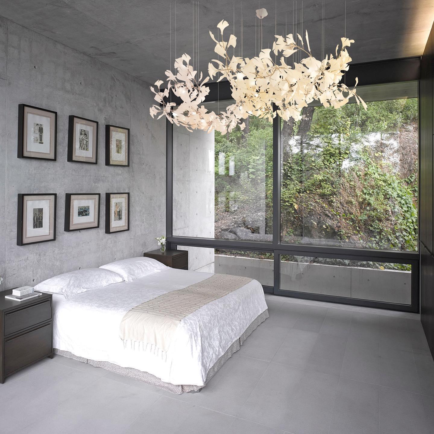 Chandelier Metal Frame Ceramic Gingko Leaf Shade White Gold Modern - Neutralighting