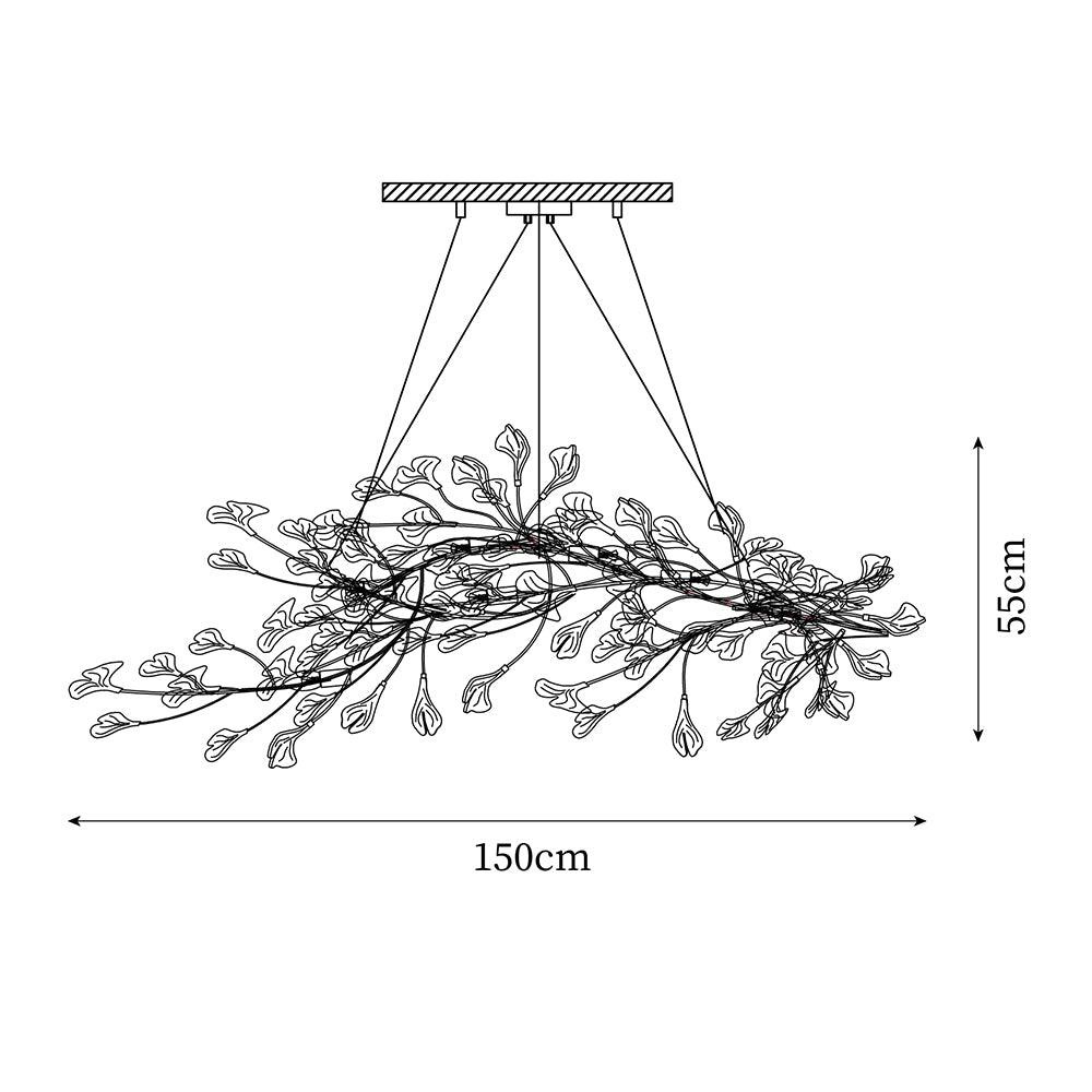 Chandelier Metal Frame Ceramic Gingko Leaf Shade White Gold Modern - Neutralighting