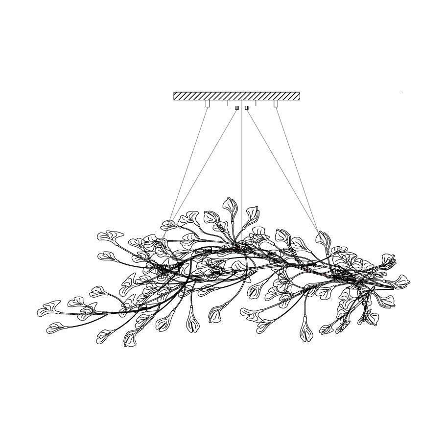 Chandelier Metal Frame Ceramic Gingko Leaf Shade White Gold Modern - Neutralighting