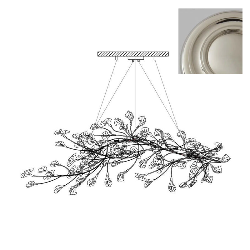 Chandelier Metal Frame Ceramic Gingko Leaf Shade White Gold Modern - Neutralighting