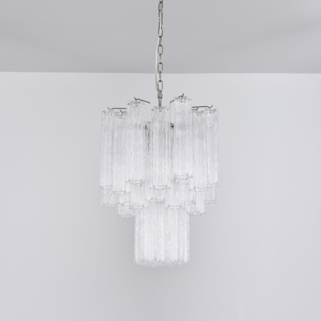 Aurora Chandelier Clear Murano Glass Tube Tiered Modern