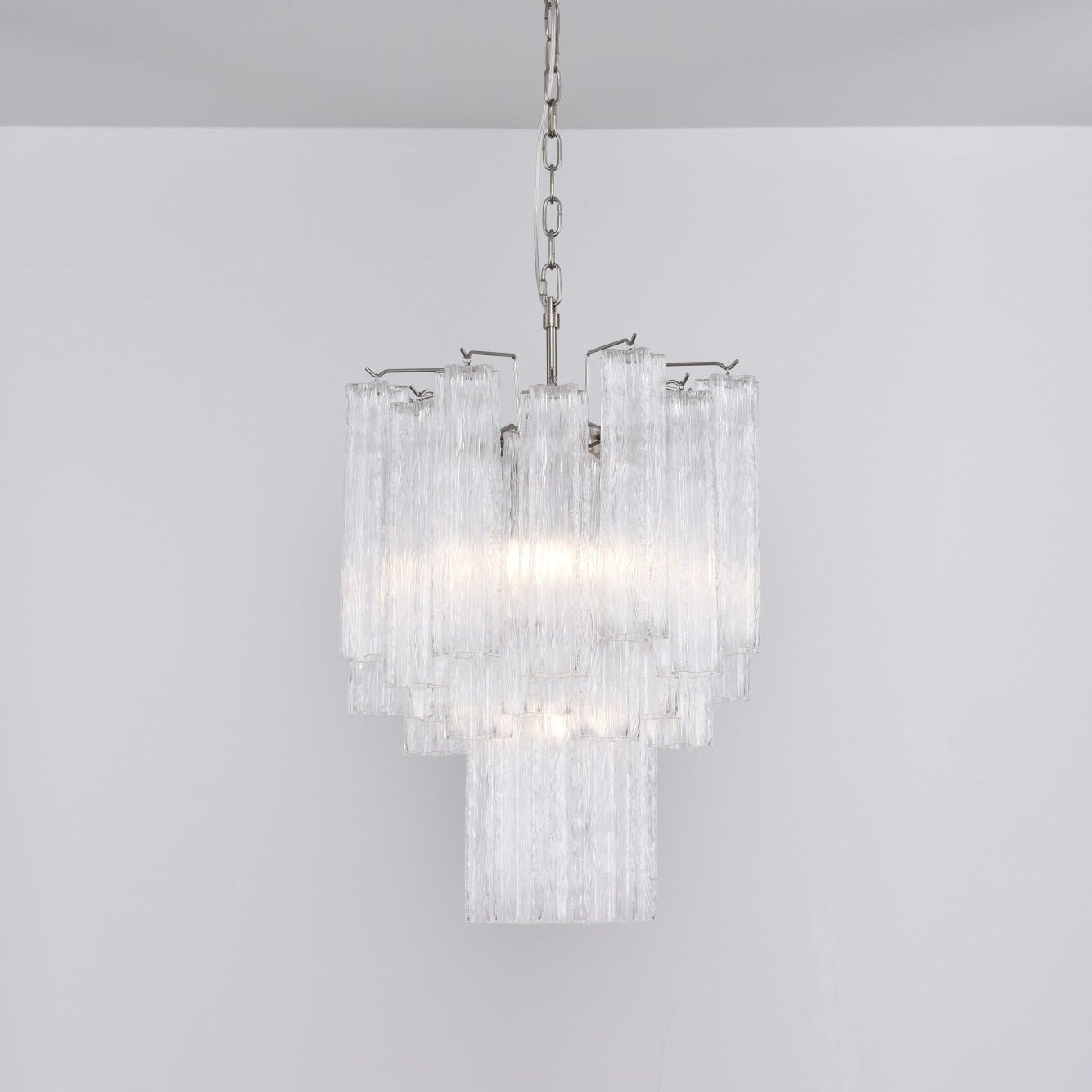 Aurora Chandelier Clear Murano Glass Tube Tiered Modern