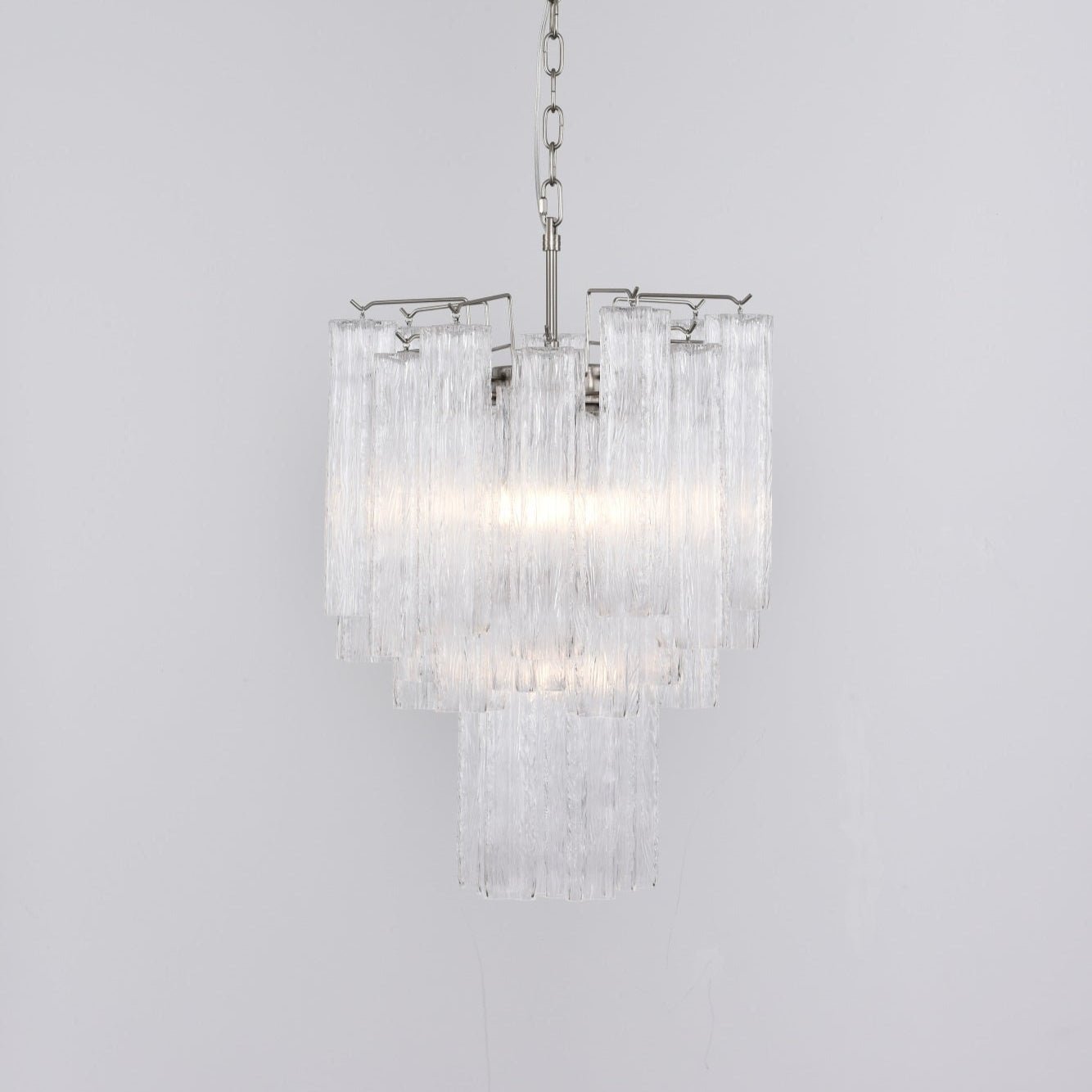 Aurora Chandelier Clear Murano Glass Tube Tiered Modern