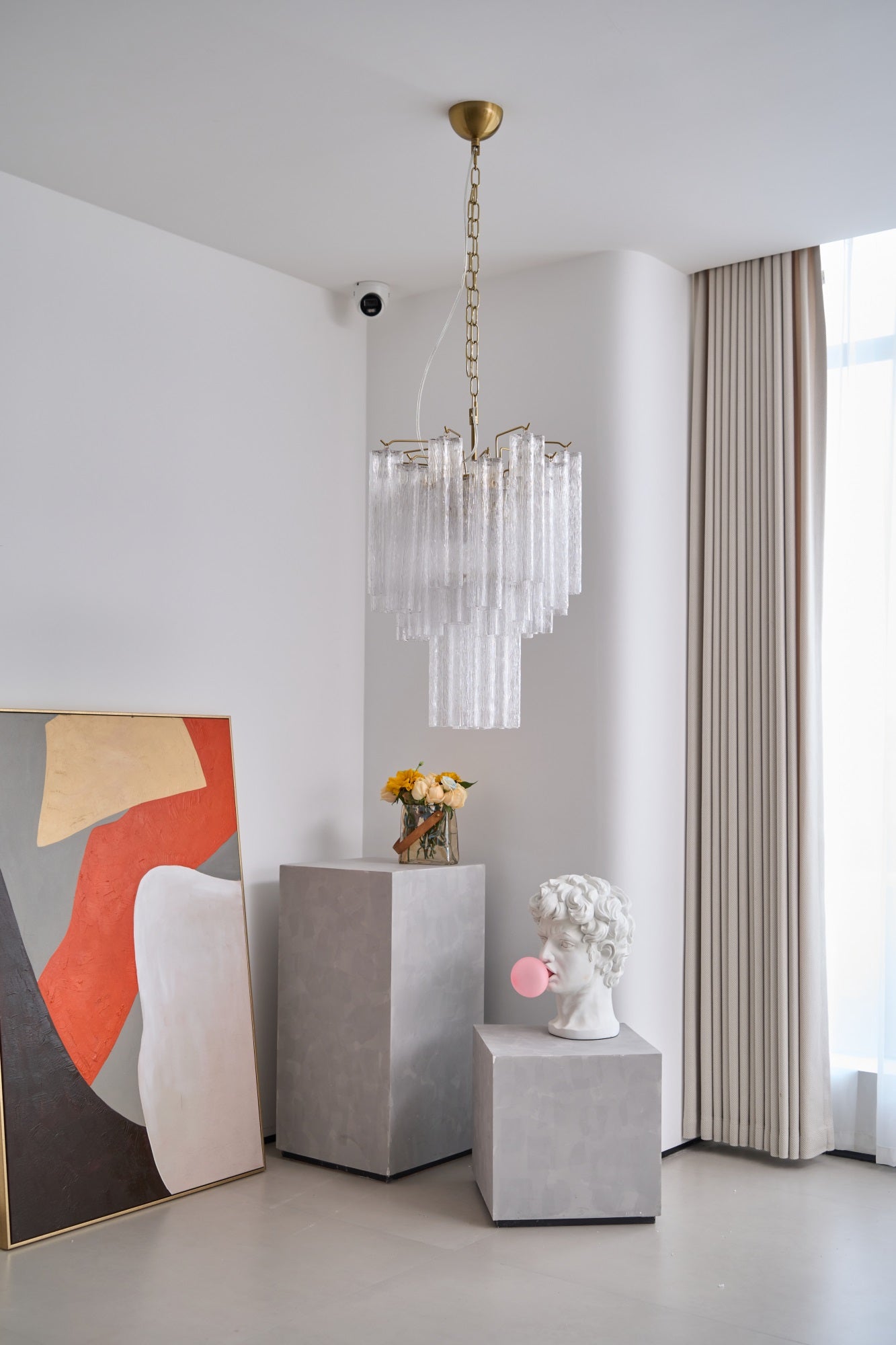 Aurora Chandelier Clear Murano Glass Tube Tiered Modern
