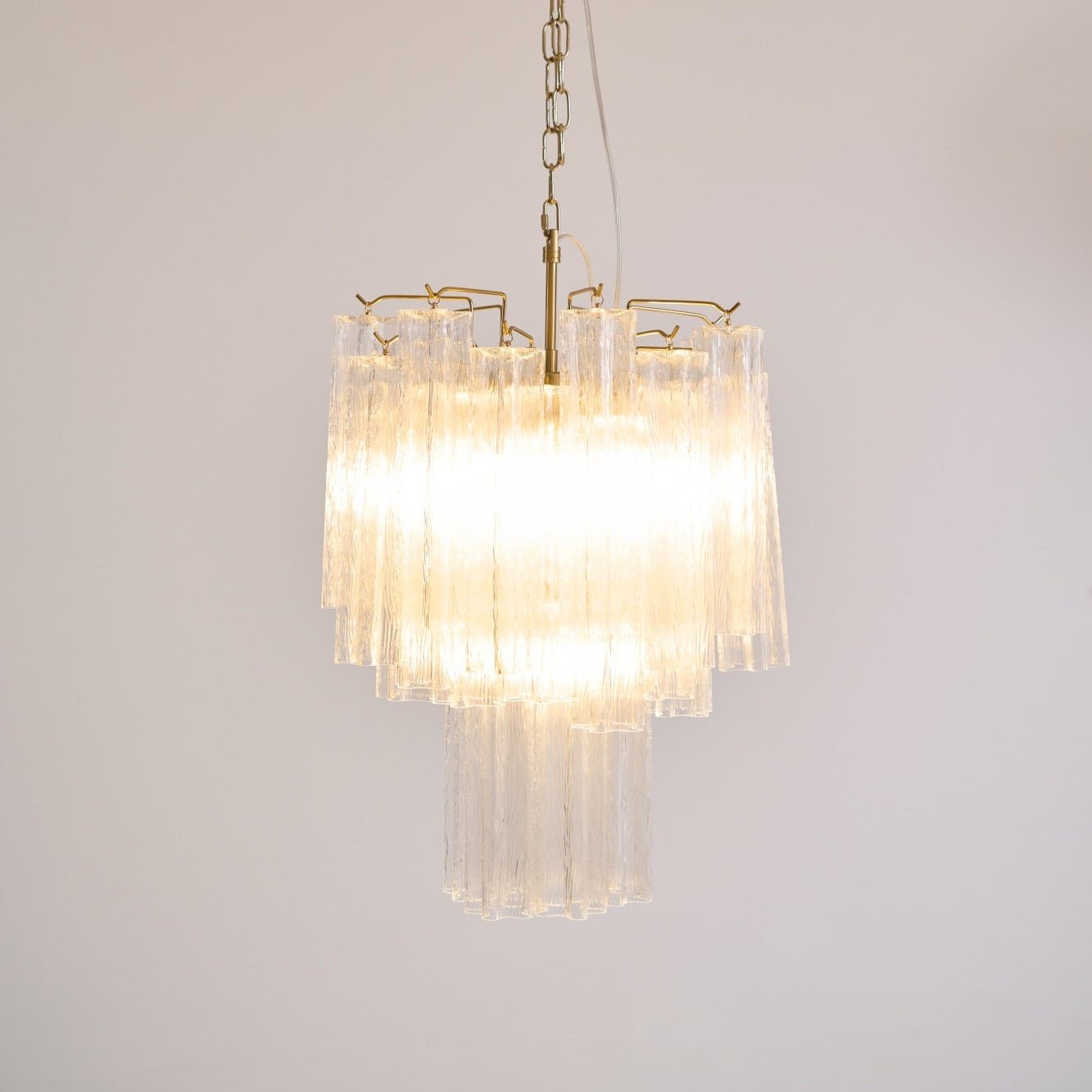 Aurora Chandelier Clear Murano Glass Tube Tiered Modern
